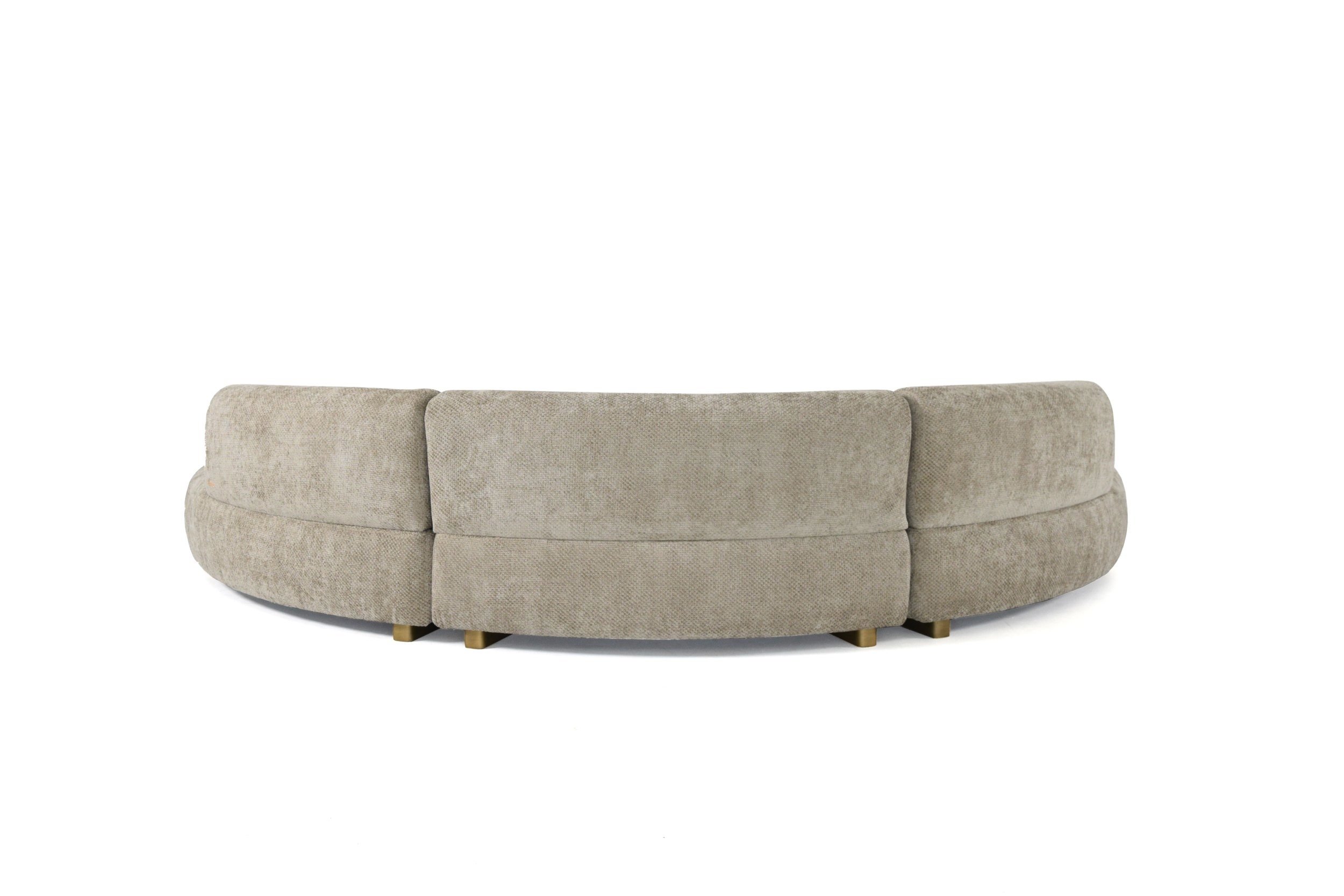 Back side view of luxury curved sofa with