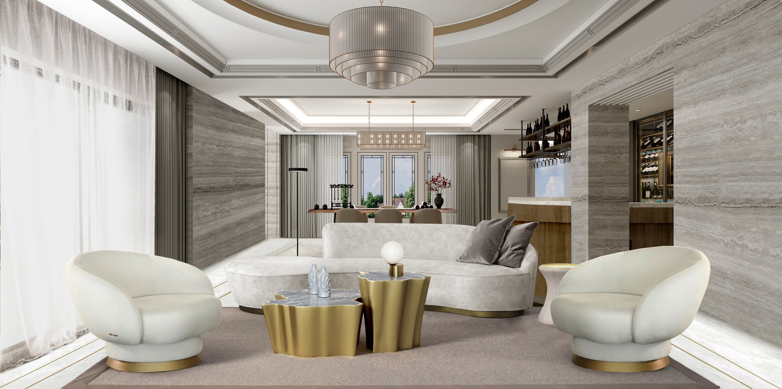 Edgy round coffee table design view