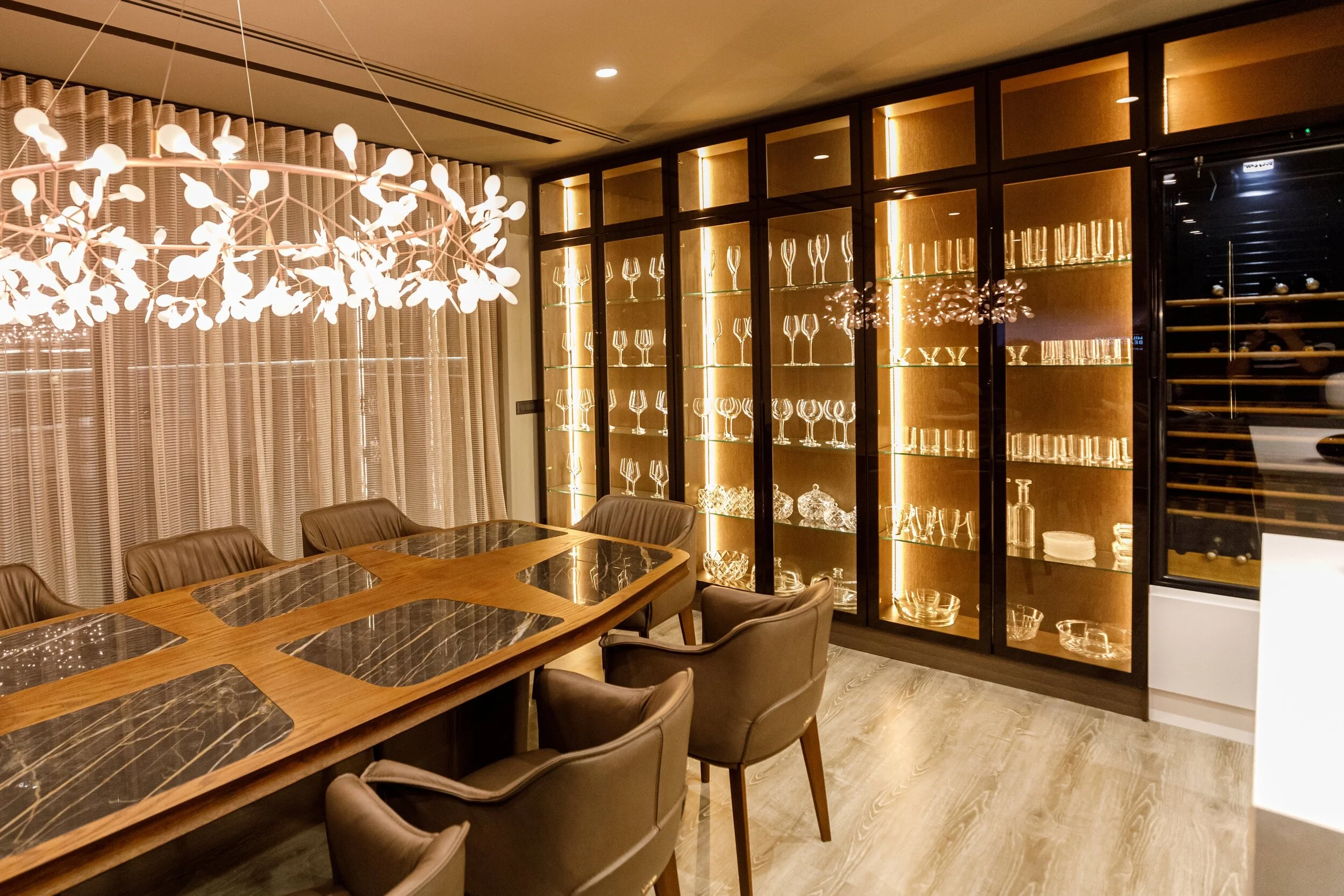 Luxor glass display cabinet in luxury living spaces