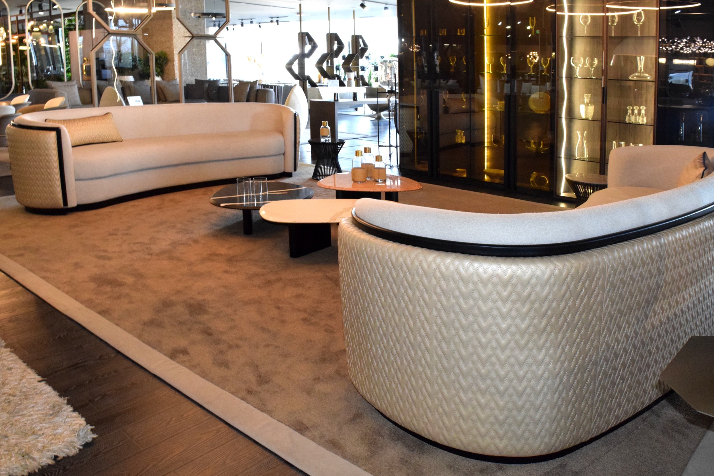 Bold unique sofa sets in contemporary hotel lounge