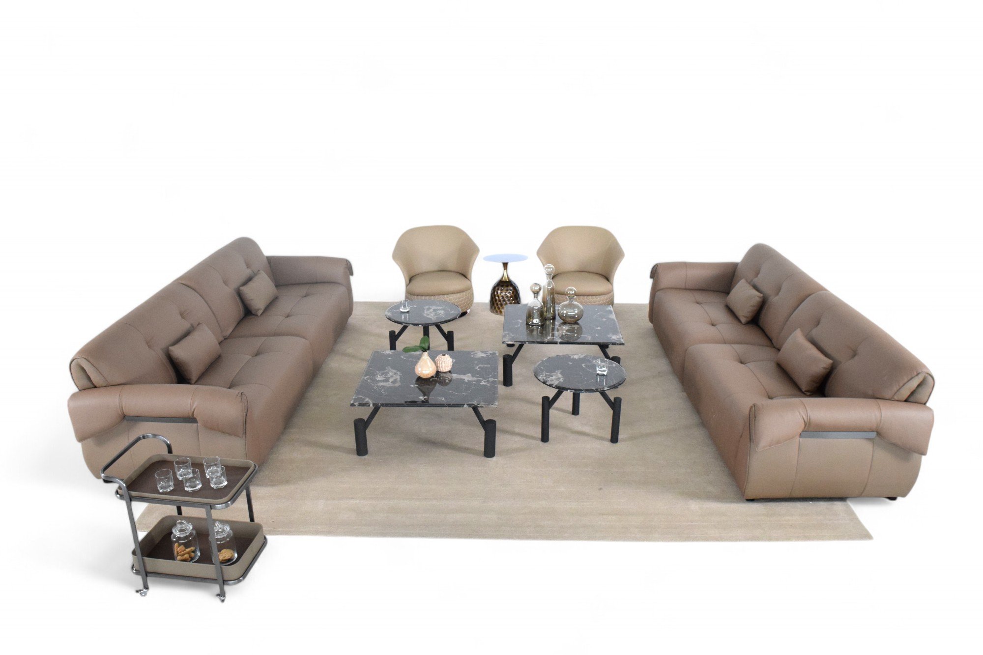 Top view of Verona leather sofa collection