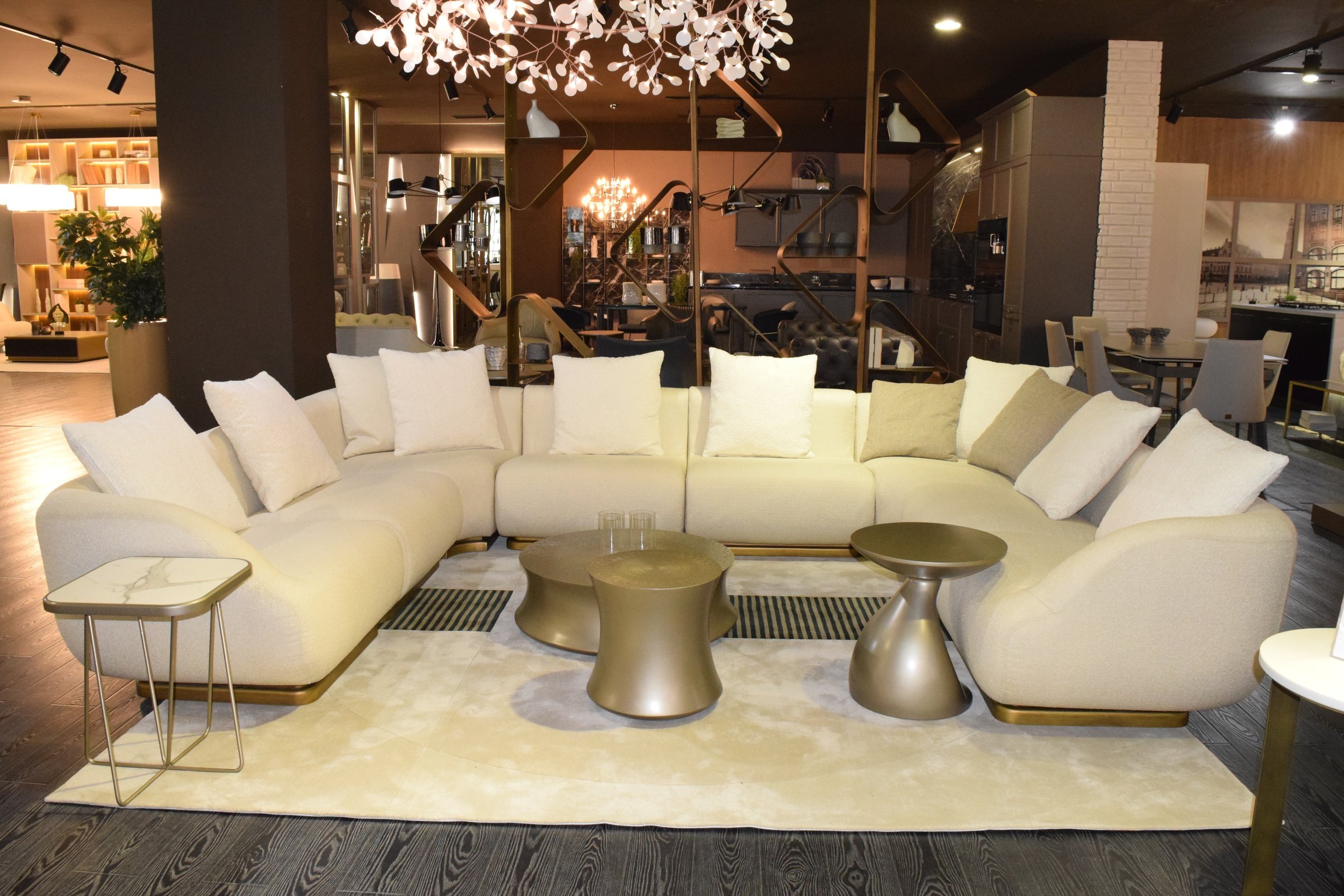 Elegant hotel setup with Miya modern sectional sofa