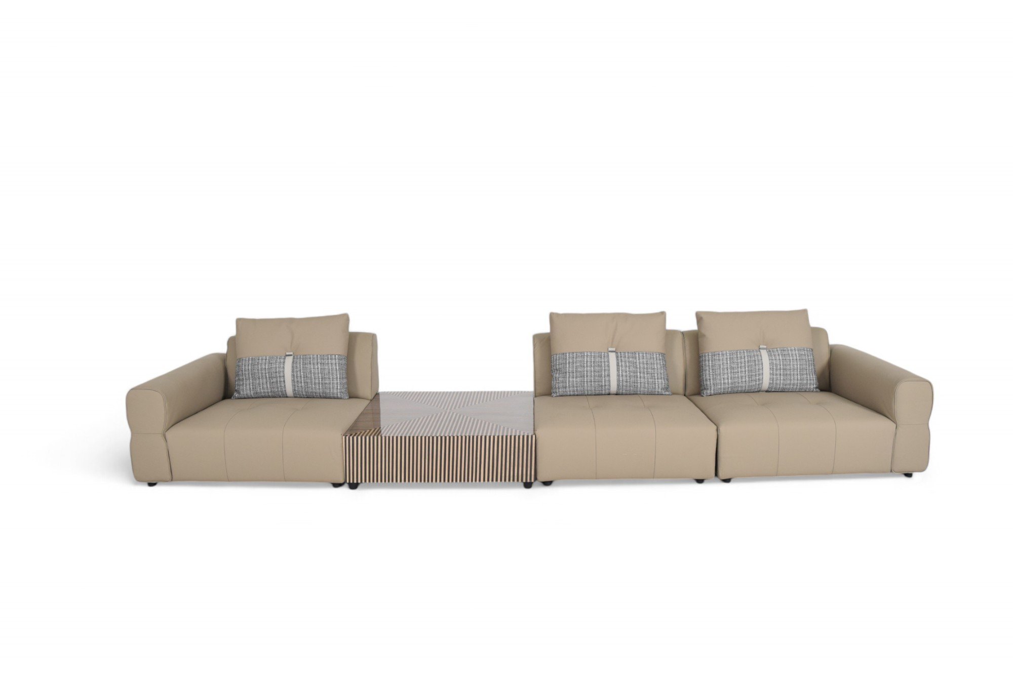 Durable leatherette sofa with wooden legs