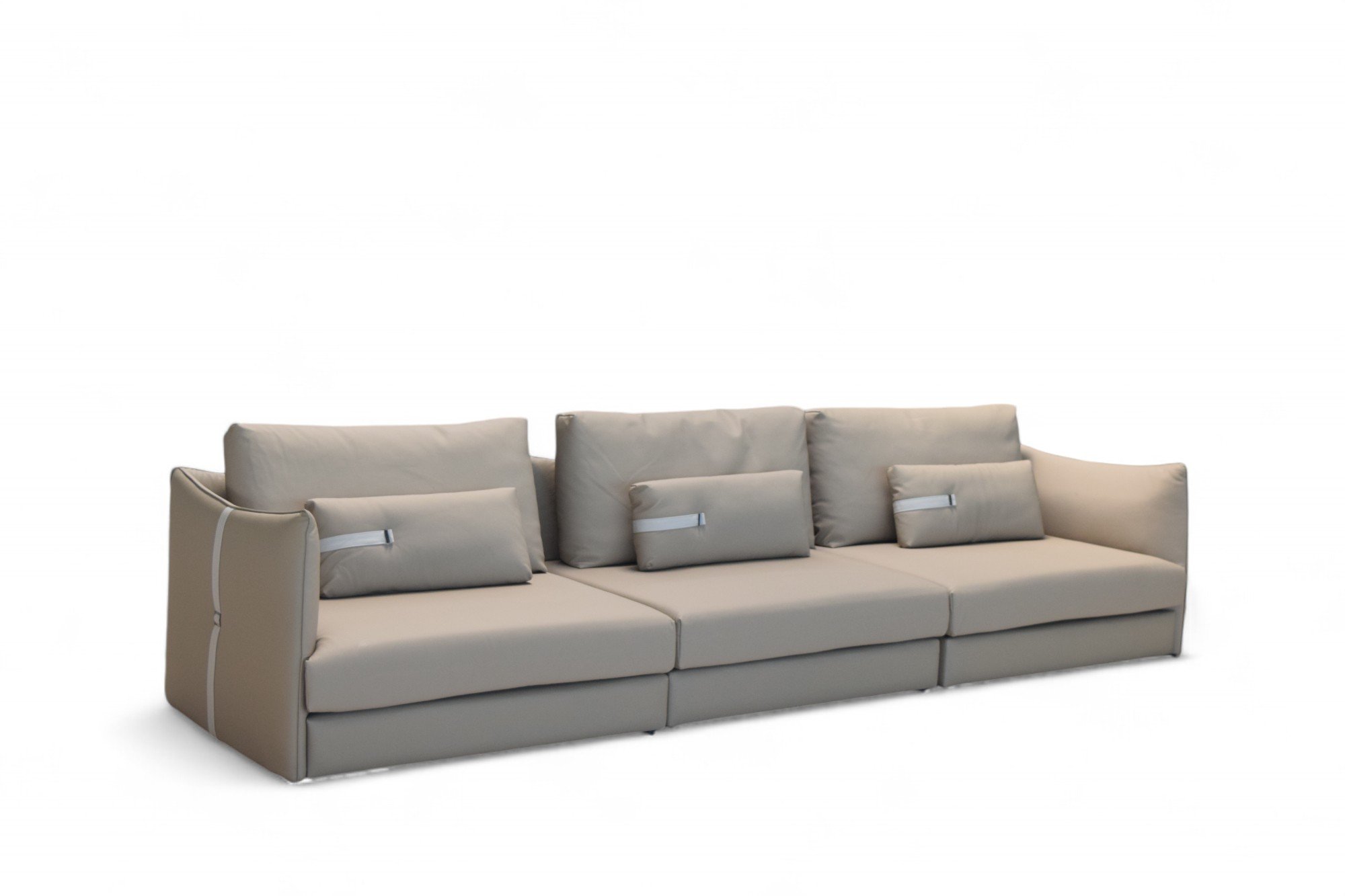 Side profile of Drake customized leather sofa