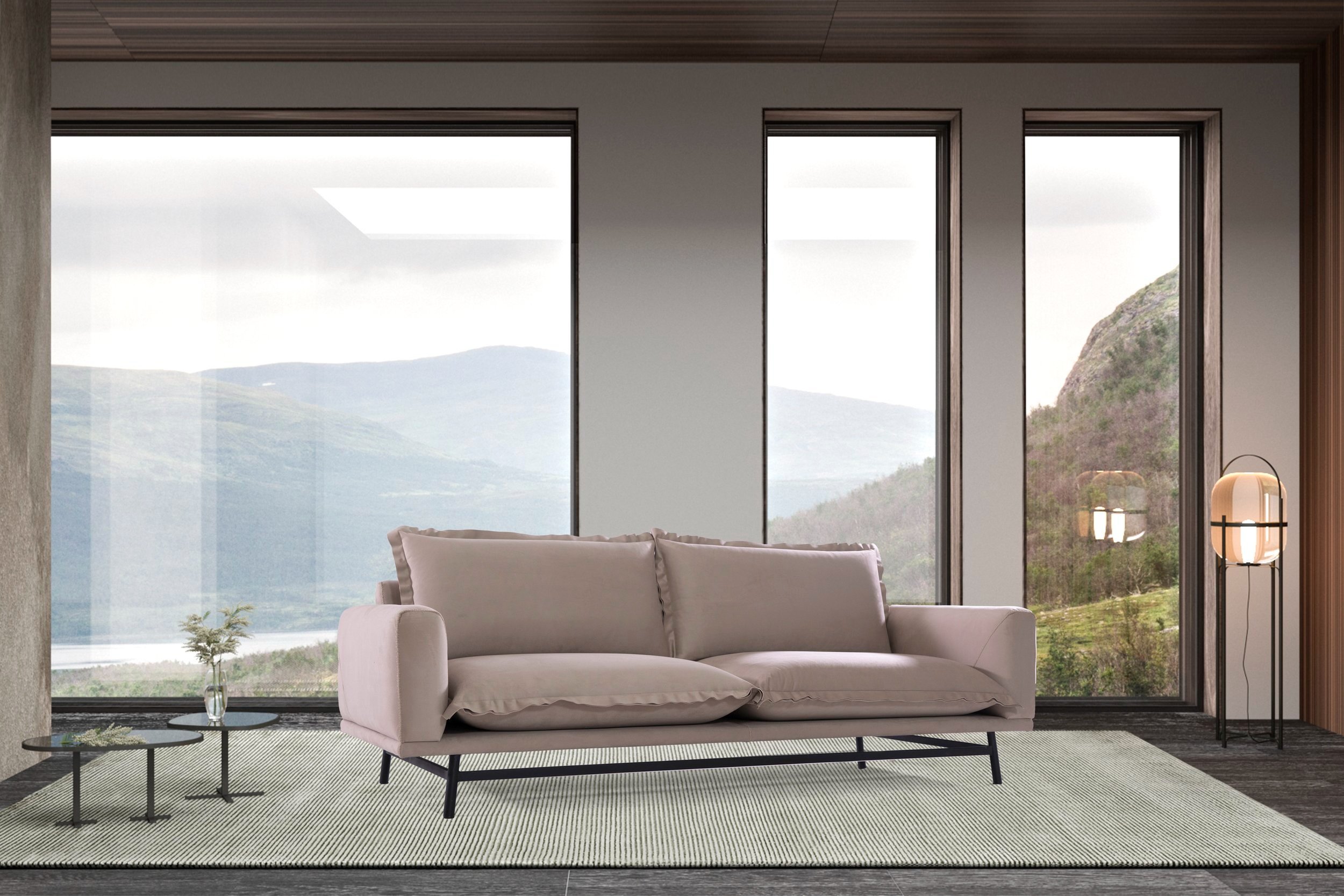 Bond small leather sofa in a modern living space