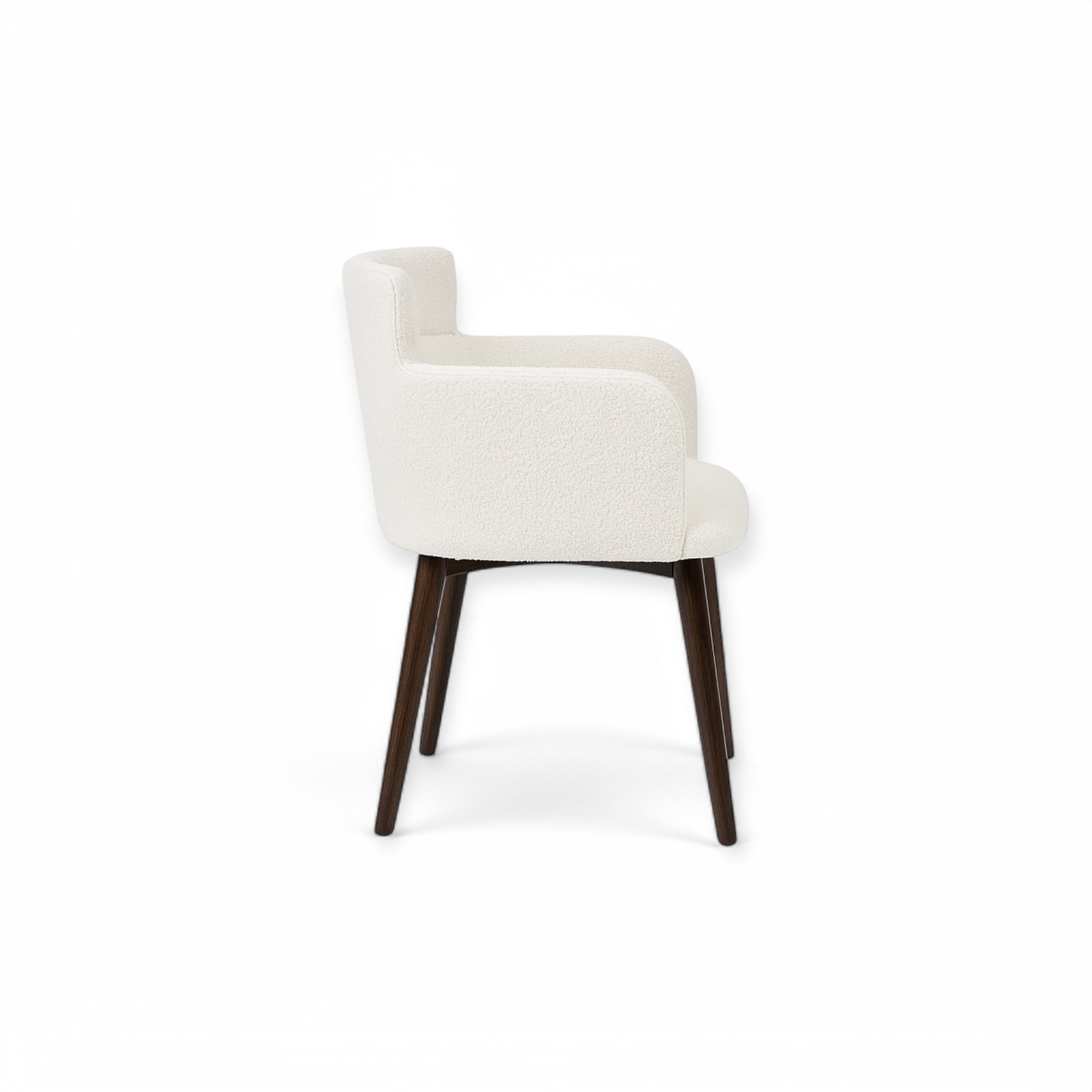 Side close up profile of Maiorca dining chair with armrest