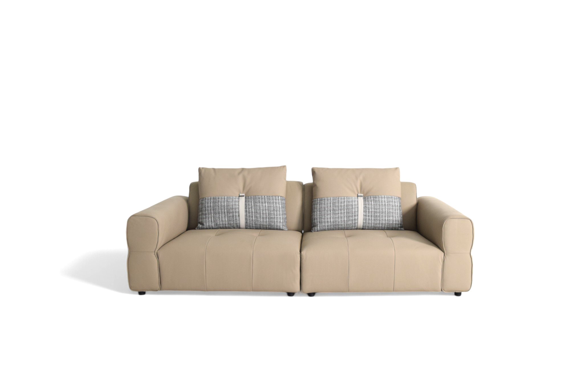 Front view of Elegant 2 seater faux leather sofa design