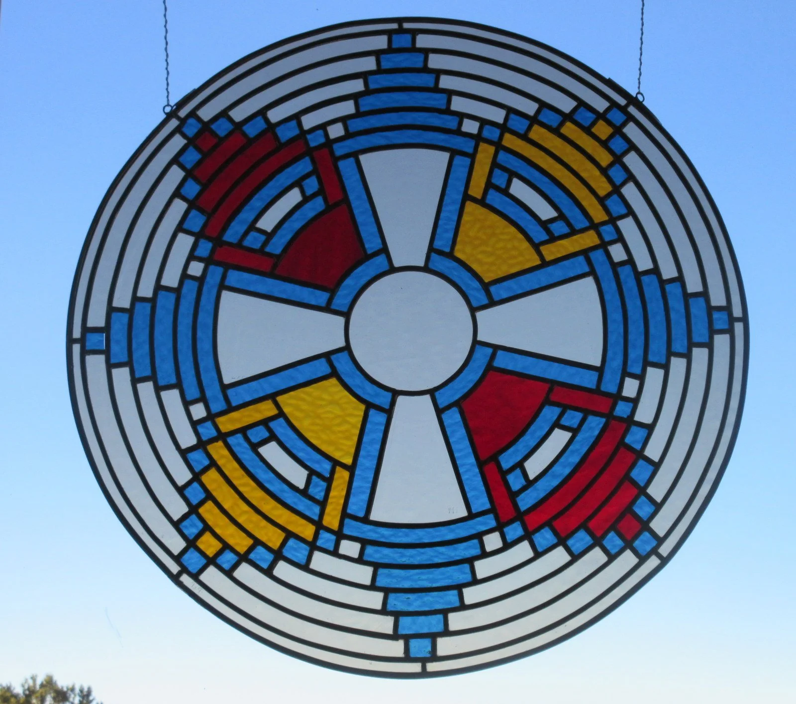 Indian basket design in stained glass