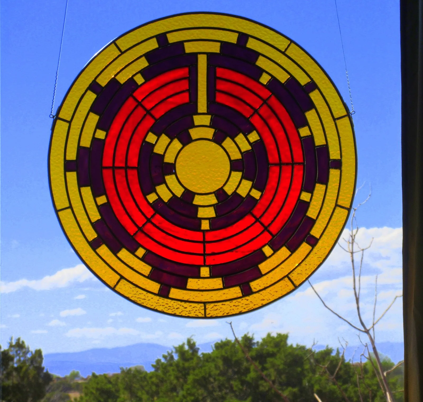 Navaho wedding basket ijn stained glass