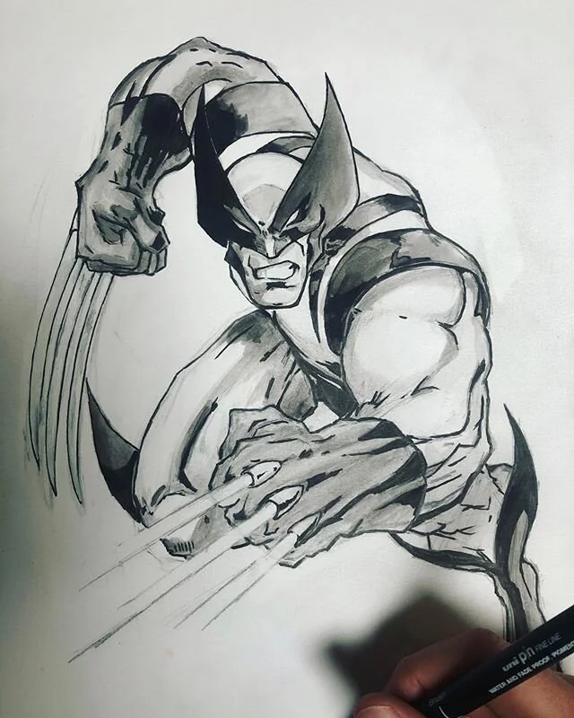 Lockdown doodles. #artistsoninstagram #art #finelineart #drawing #posca #unipin #pen #sketch #ink #bristolart #londonart #marvel #artoftheday #superhero #watercolour #wolverine #draw #artist #instaart #drawingpractice #comics #fineliner #gallery #pai