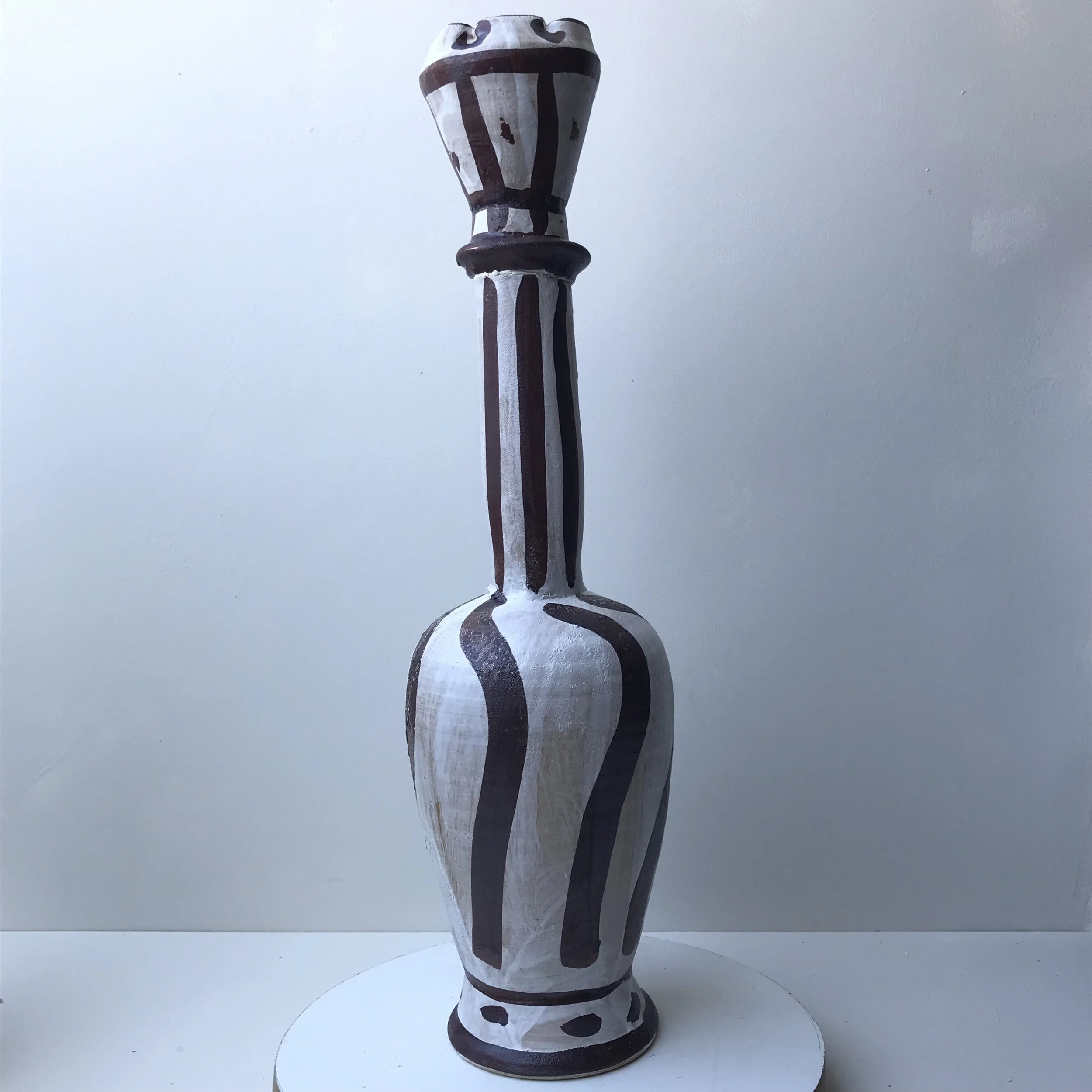 White Bottle Vase with Iron Wash