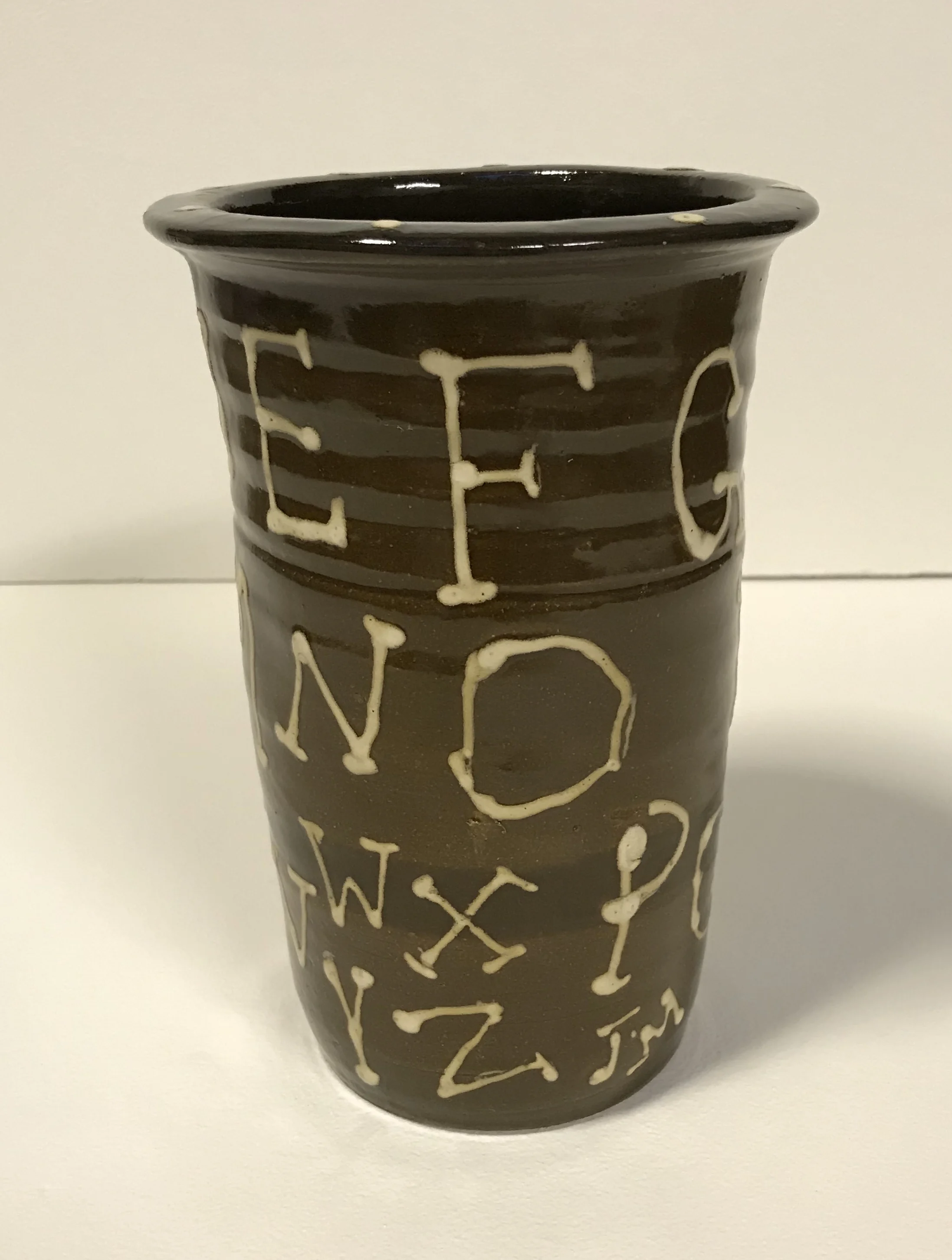 Cylinder Vase with Alphabet Decoration