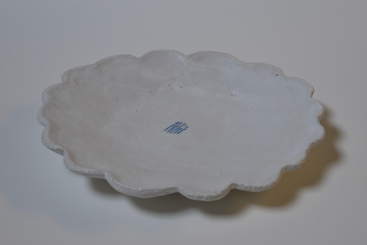Scalloped Plate with Cobalt