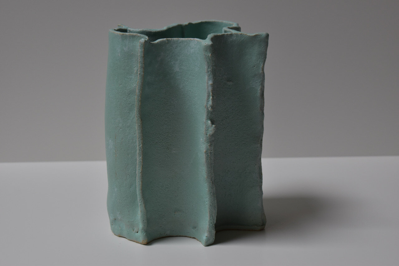 Pastel Green Cut Cylinder Vase