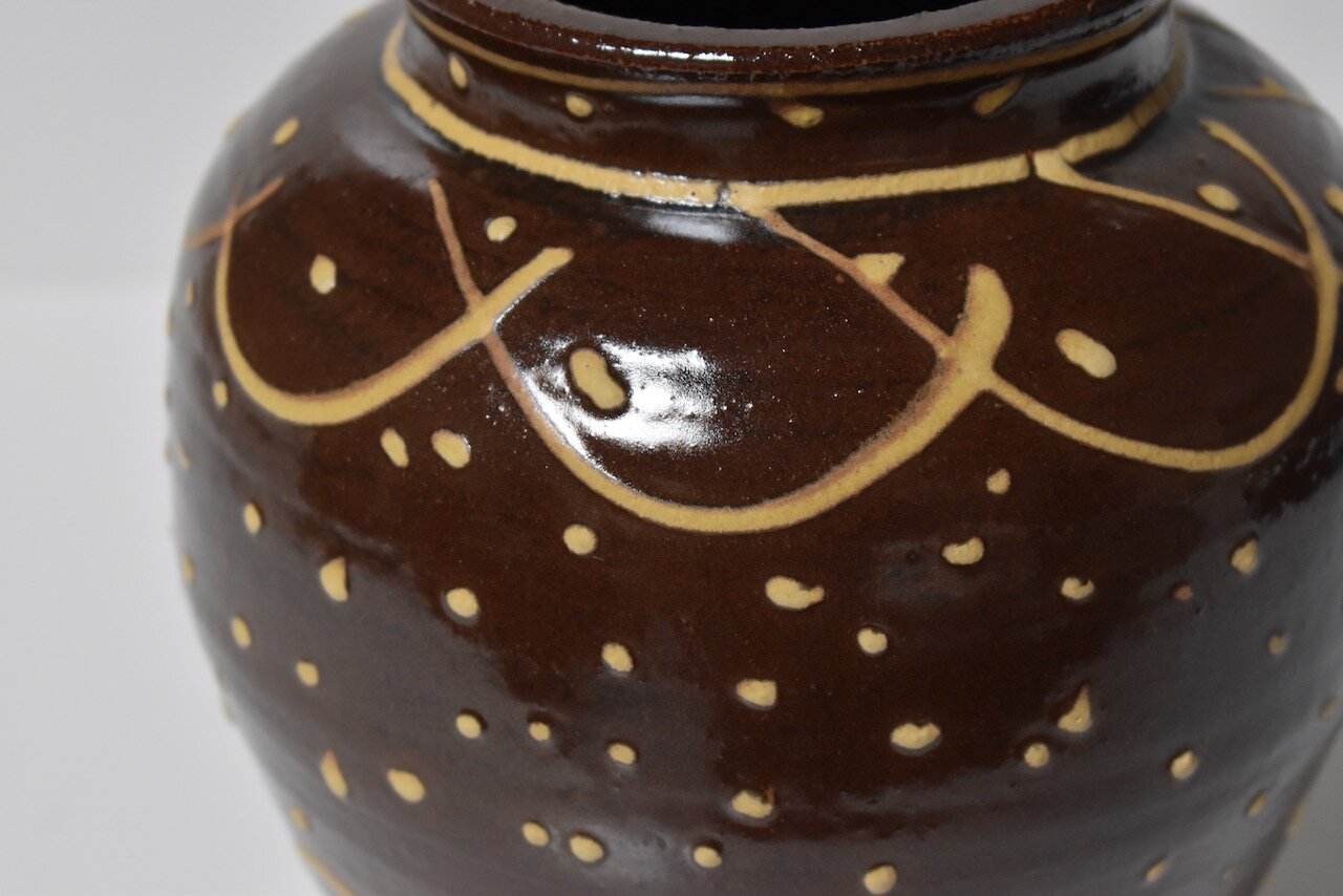 Vase with Iron Glaze and Trailed Glaze Design