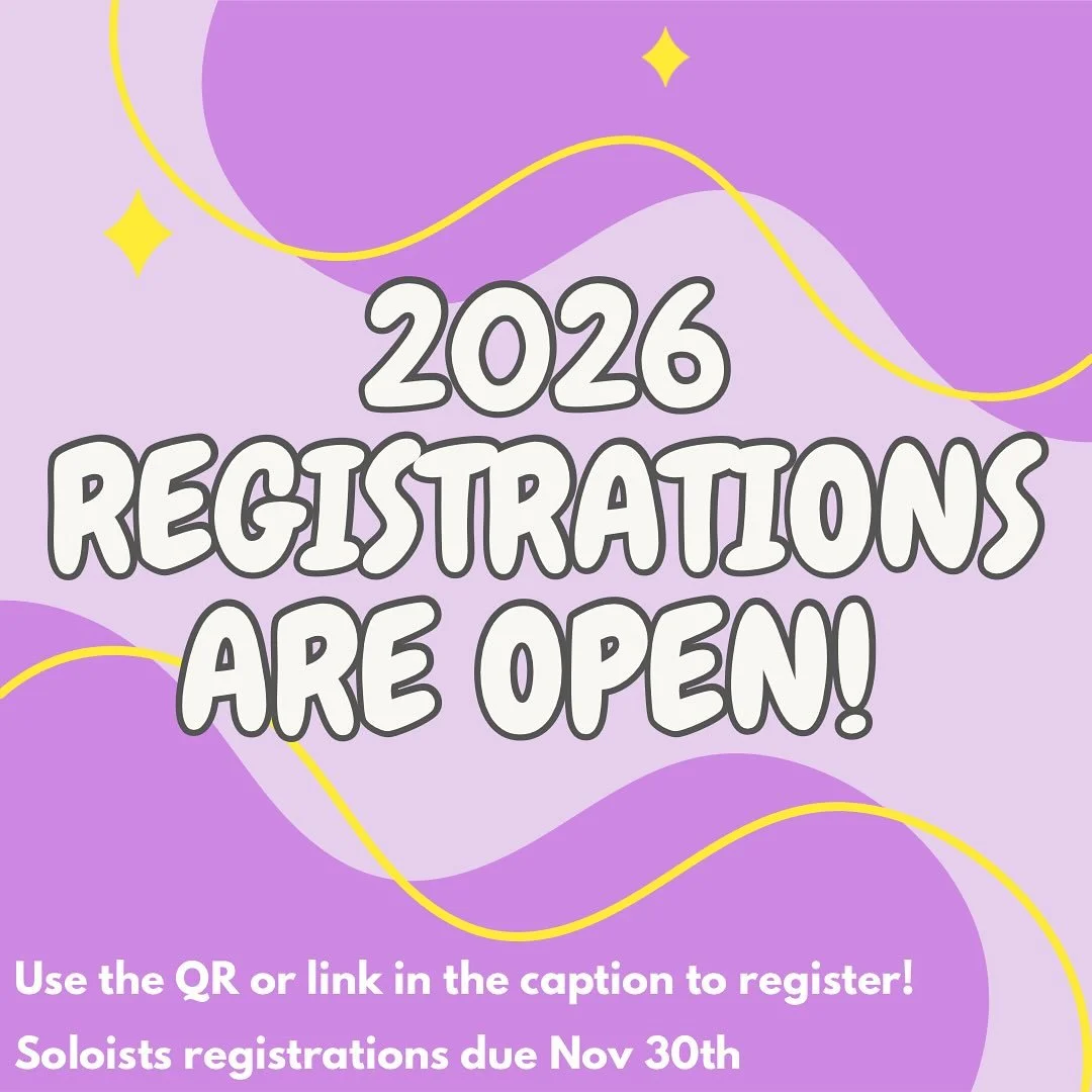 ✨Cali Vic 2026 Registrations✨

CV have updated the timeline for pupil registrations for 2026 with registrations opening from today! If you are a soloist, you must register by November 30th in order to enter competitions. 

📲 Register here: https://w