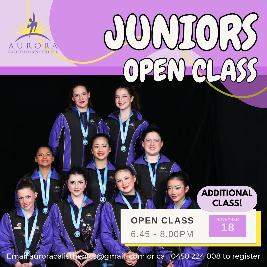 ✨Juniors Open Class - Additional Class✨
We have loved seeing both old and new faces at our Open Class this week! Before the 2025 season wraps up, our Juniors coaches will be running an additional Open Class for our fabulous Juniors team!

If you are 