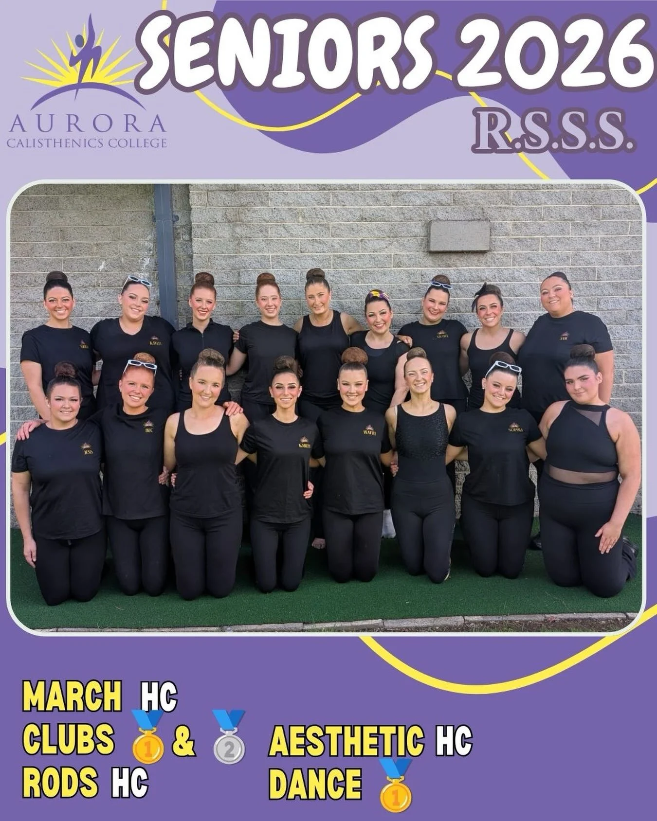 Congratulations to the amazing Aurora Senior team on their performance at the Royal South Street (R.S.S.S.) Ballarat
🏅March (HC)
🥇Clubs A
🥈Clubs B
🏅Rods (HC)
🏅Rhythmical Aesthetics (HC)
🥇Dance Arrangement