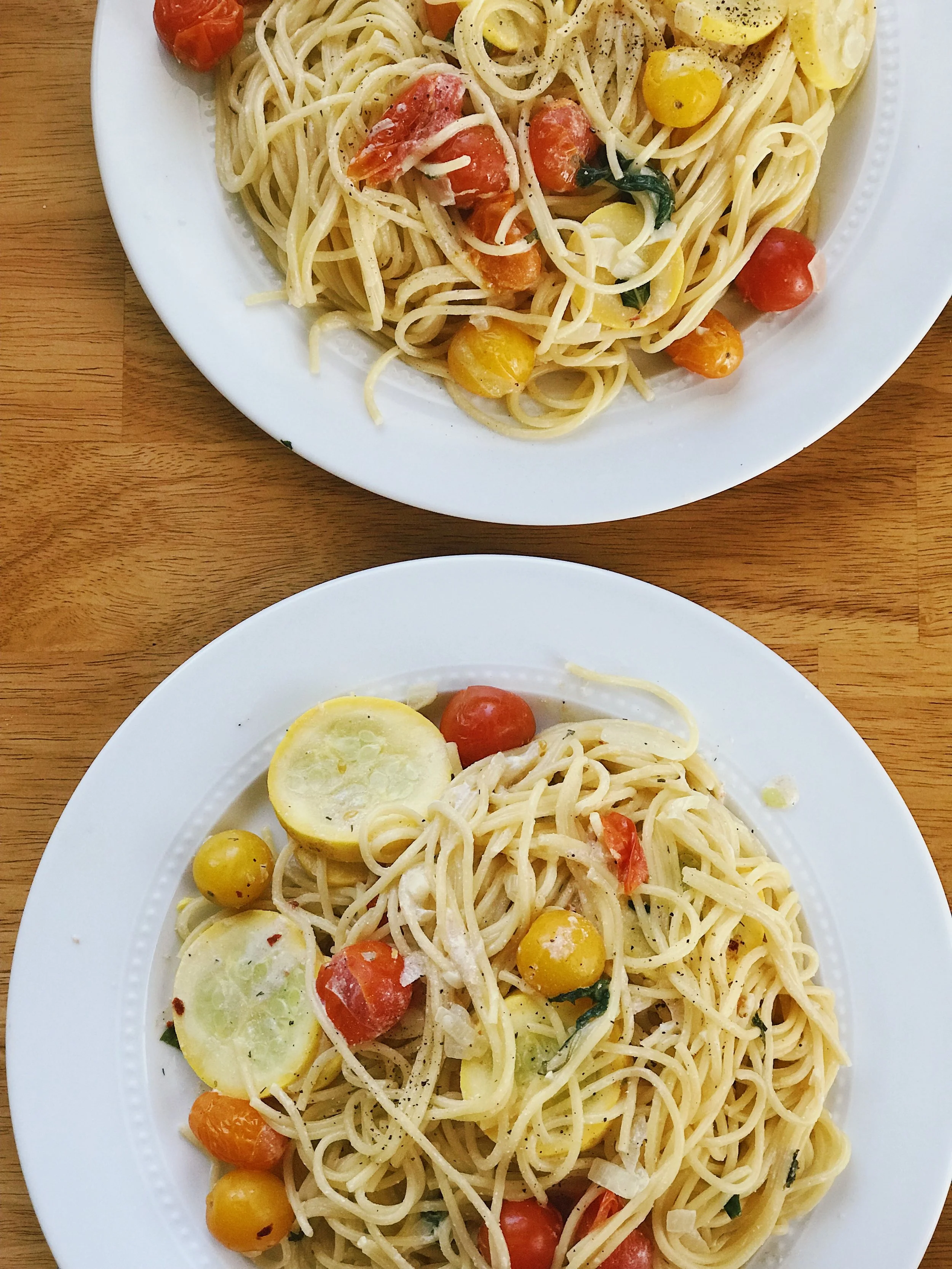 Lemon Ricotta Pasta with Summer Squash and Cherry Tomatoes