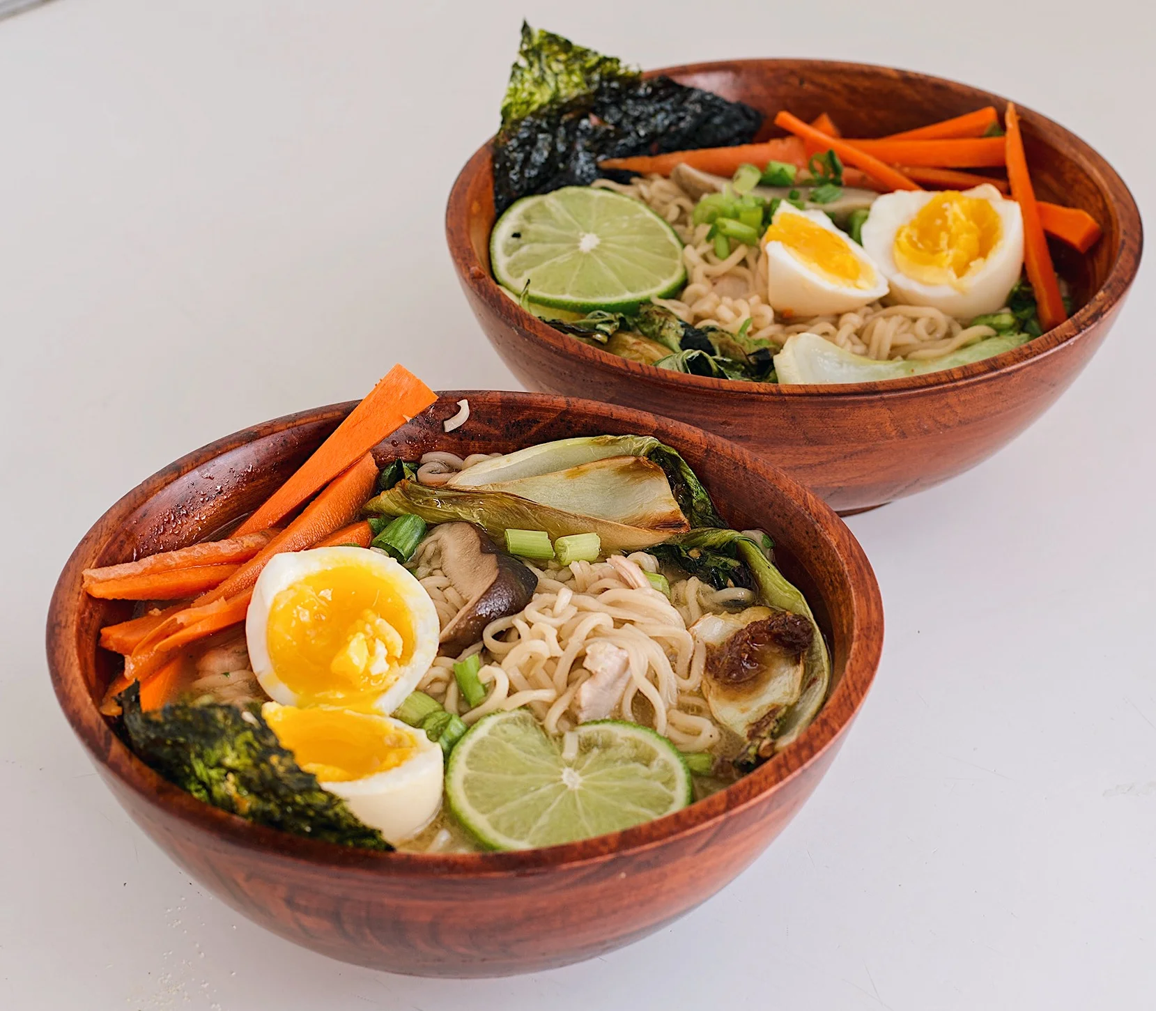 Chicken and Shiitake Mushroom Ramen with Ginger Honey Bok Choy