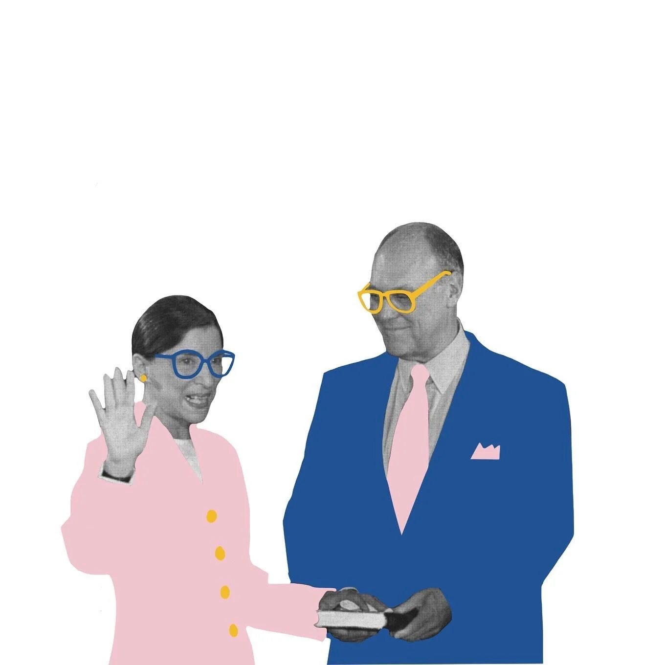 I loved working on these illustrations for @bravery_mag ! This one is all about Ruth Bader Ginsburg&rsquo;s husband Marty. Basically the ultimate example of a supportive partner during a time that was still steeped in traditional gender roles. He car