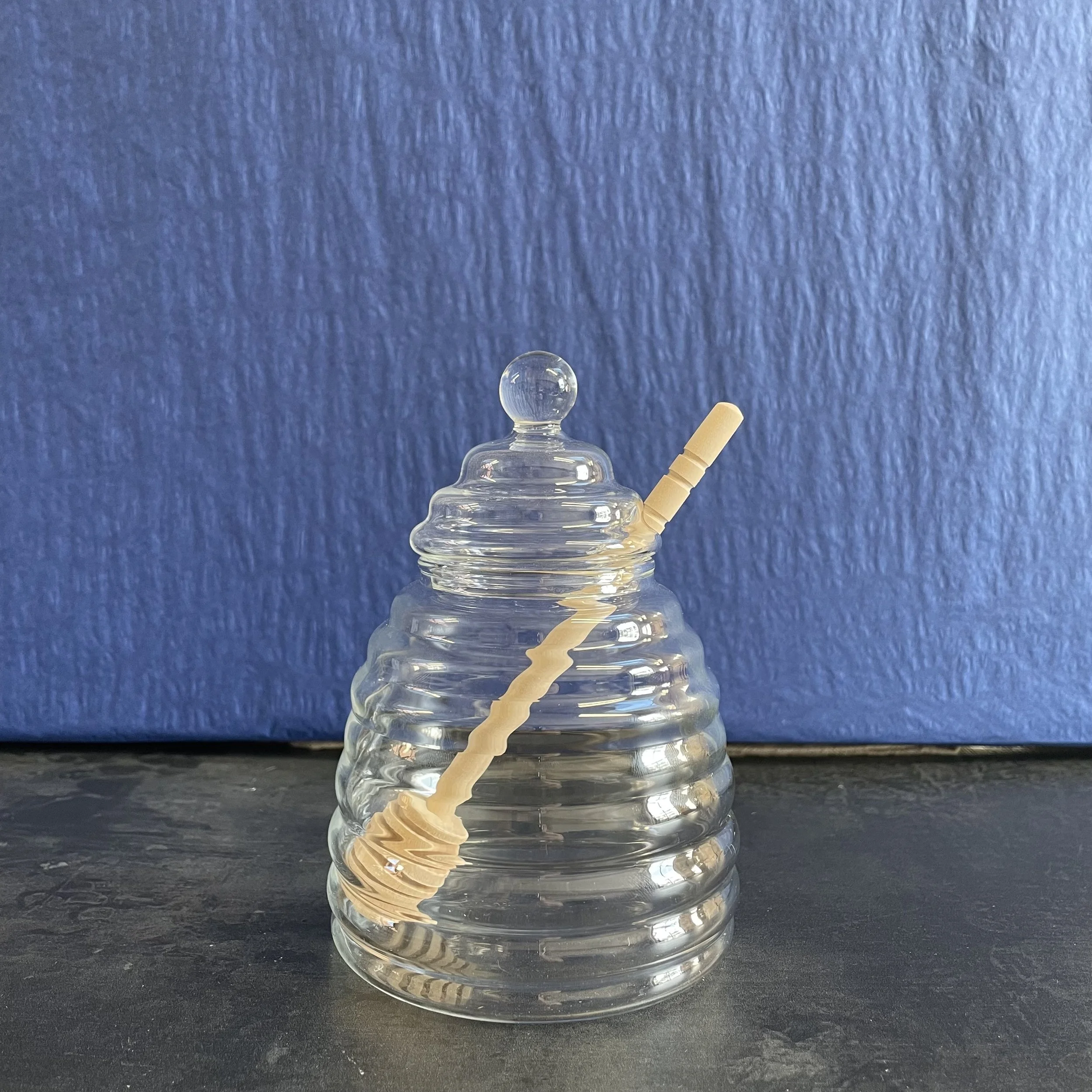 Glass Honey Pot with Wooden Spoon