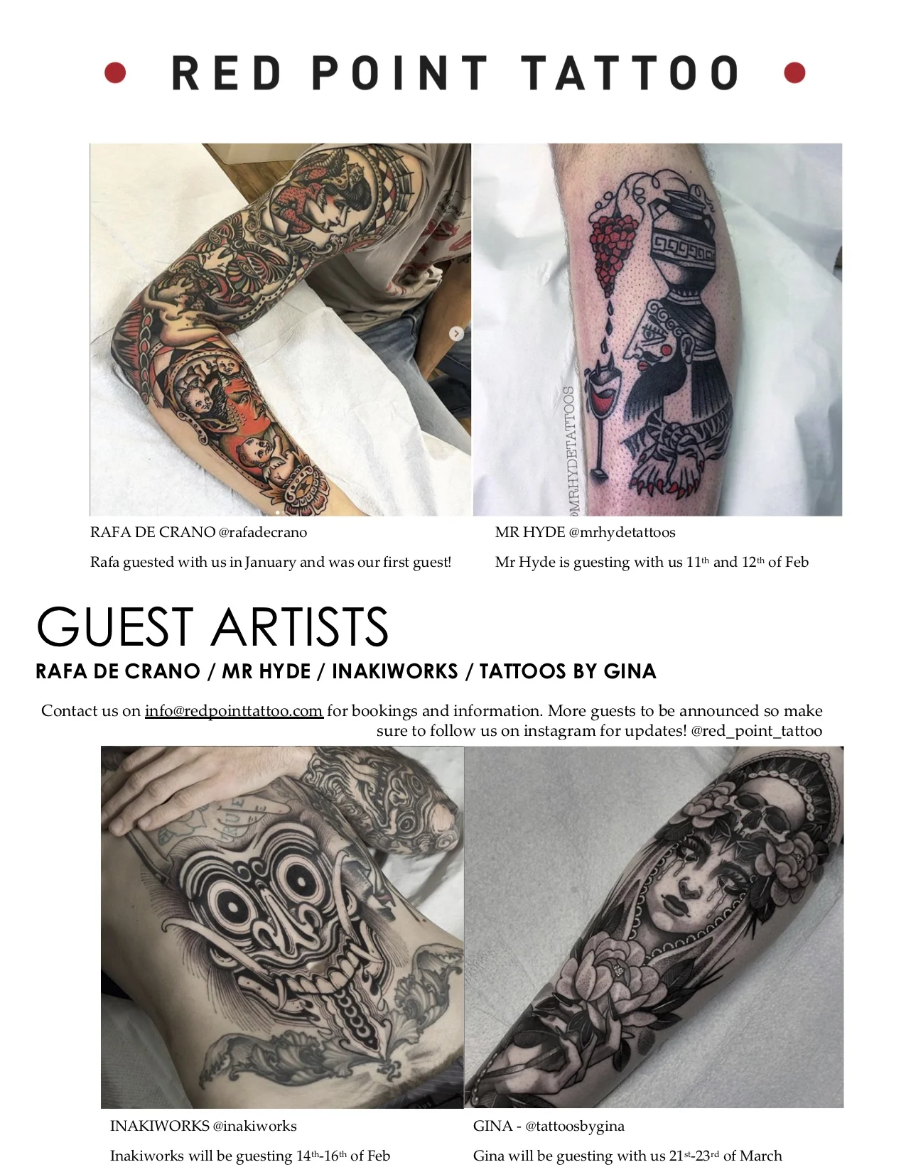 LATEST NEWS, ARTISTS, PROJECTS AND COLLABORATIONS — RED POINT TATTOO