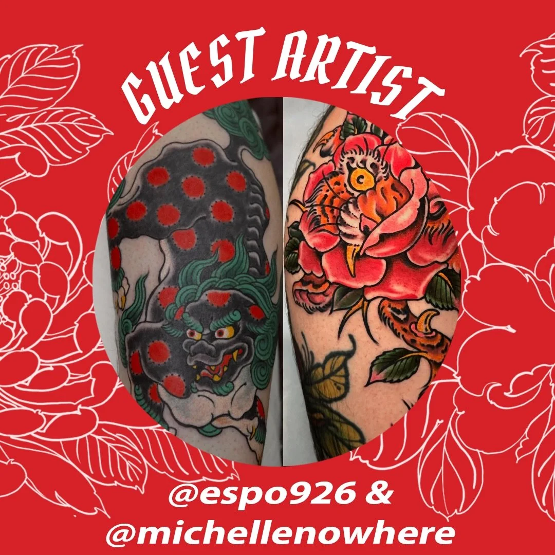We look forward to having @espo926 &amp; @michellenowhere  guest with us on the 20th of May. For info &amp; bookings please contact them directly!
&bull;
&bull;
&bull;
#espo26 #michellenowhere #redpointtattoo