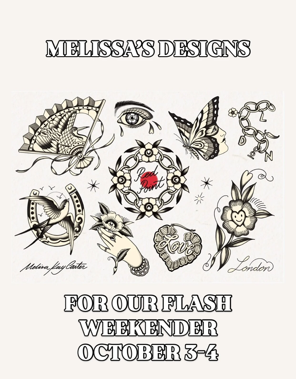 Swipe for some examples of @melissakaycarter work. Red Point Tattoo&rsquo;s 8th anniversary weekender. October 3-4. Melissa will be tattooing on Saturday 3rd, from 11am to 7pm, first come first serve. Tattoo prices &pound;100-180. See you there!