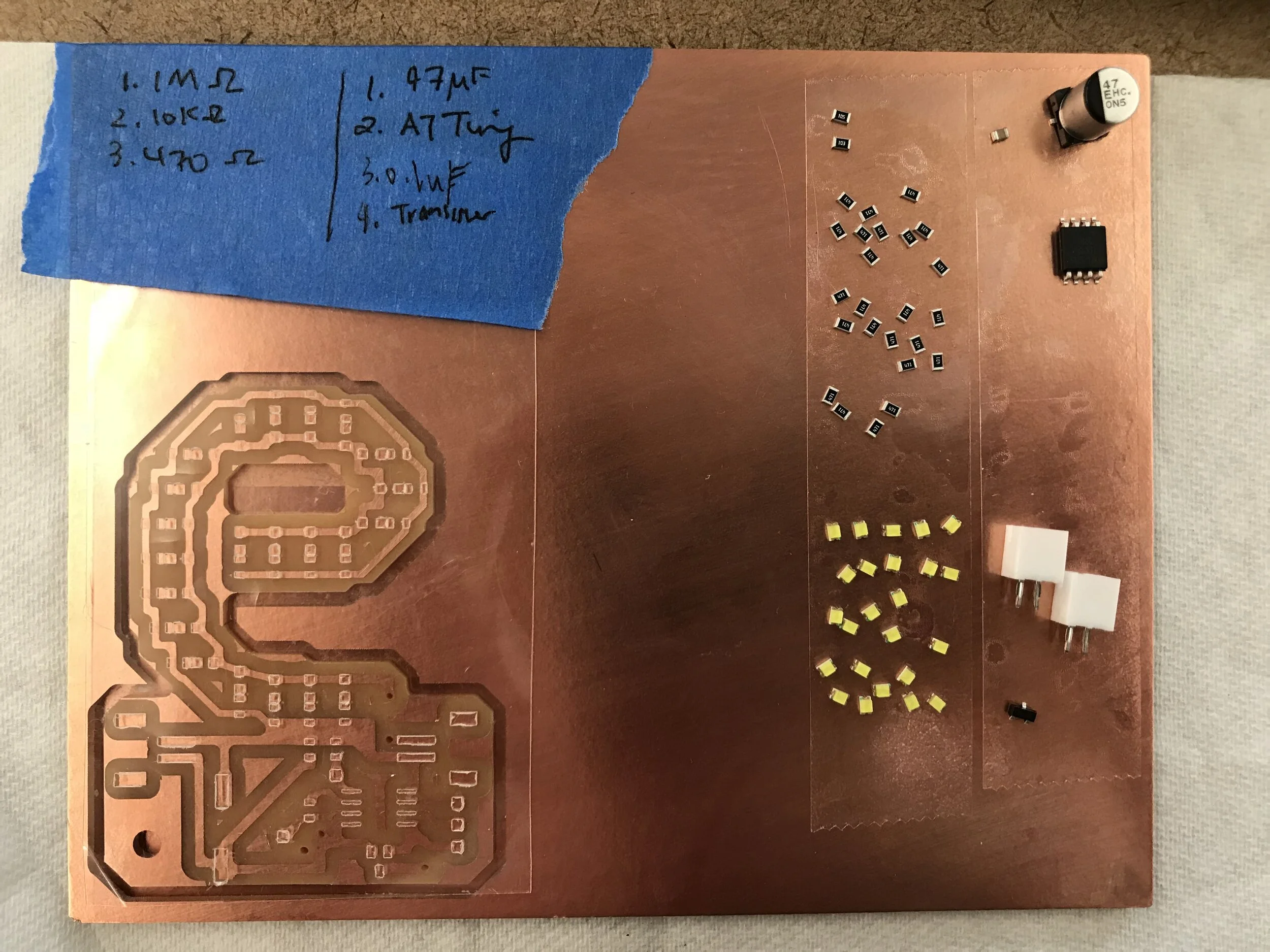 the assembly board with the PCB, the stencil and components