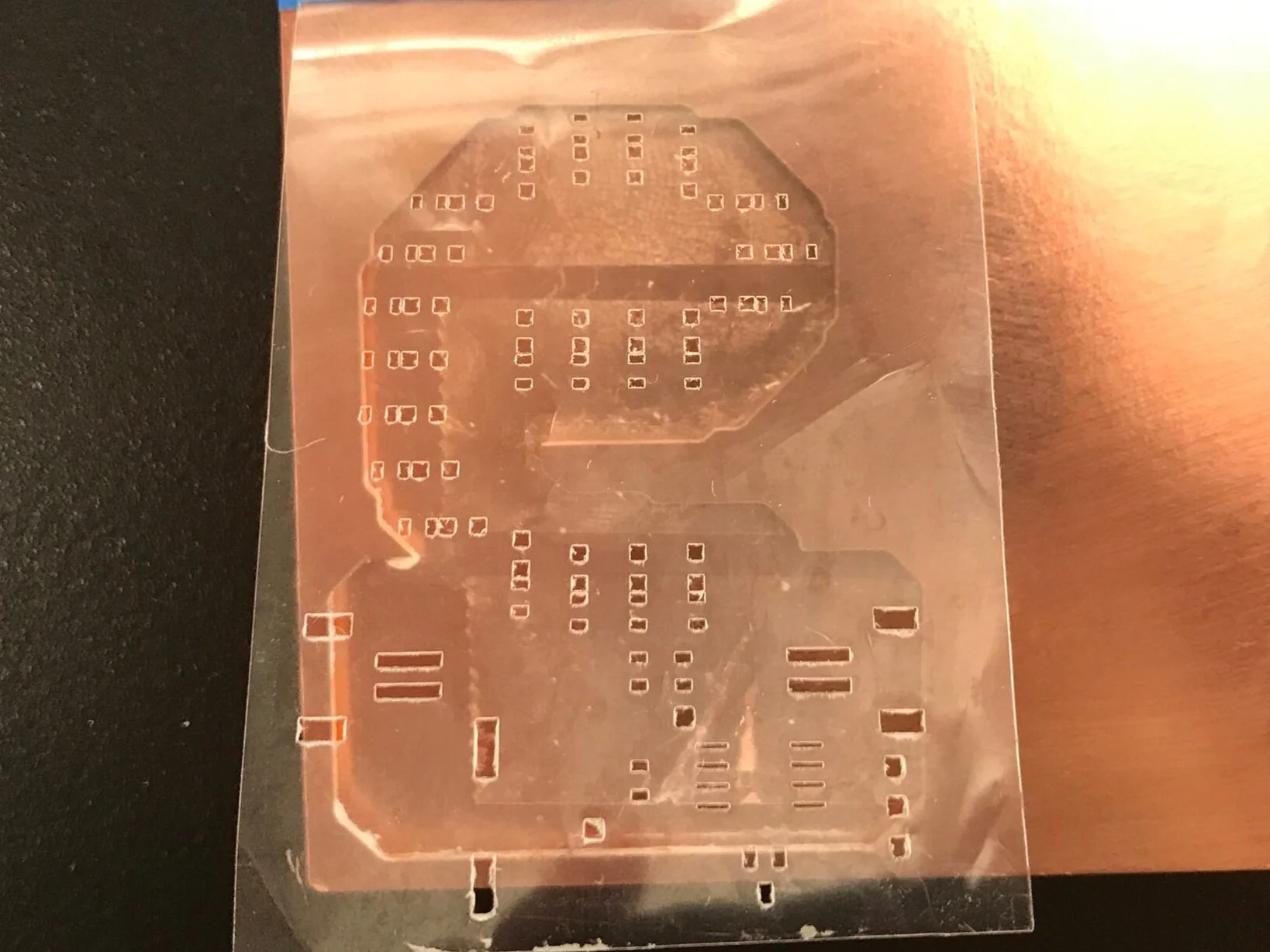 cream layer milled out on transparency