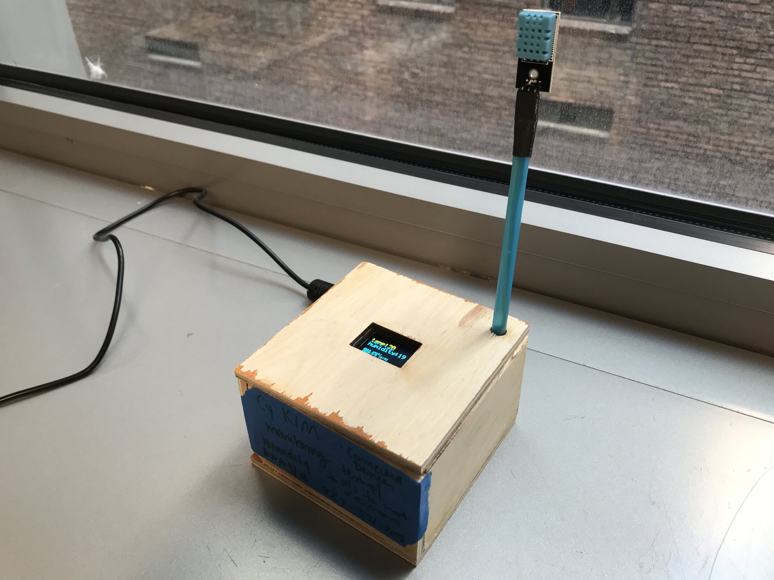 I decided to have the sensor stick out so that it can access the air beyond the box