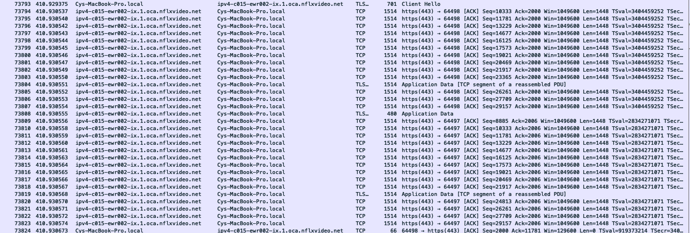 nflxvideo.net - netflix server - TCP connection