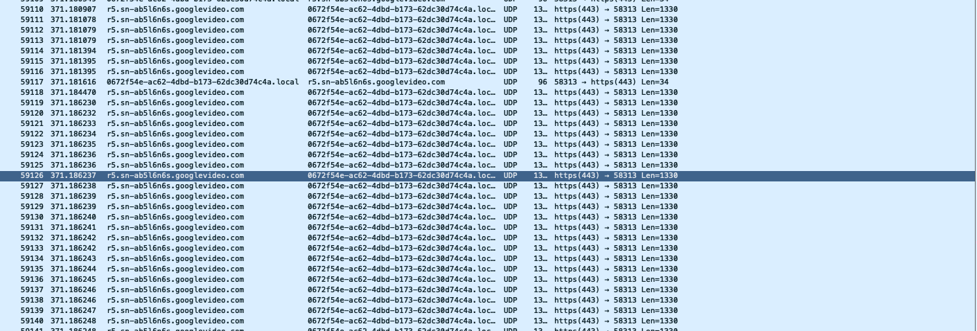 googlevideo.com - google server that streams ad video content - UDP Connection
