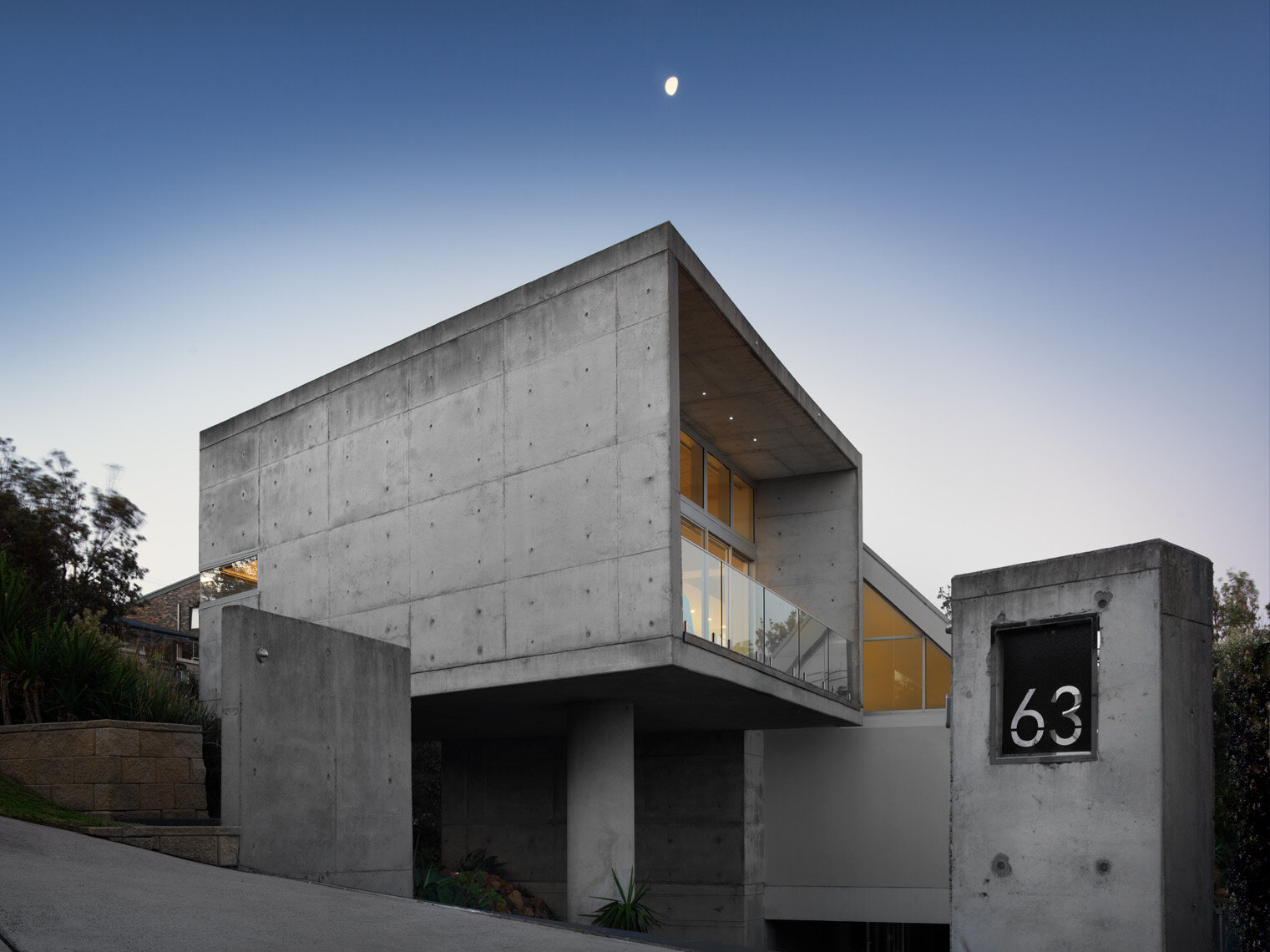 Forresters Beach Concrete House Dusk