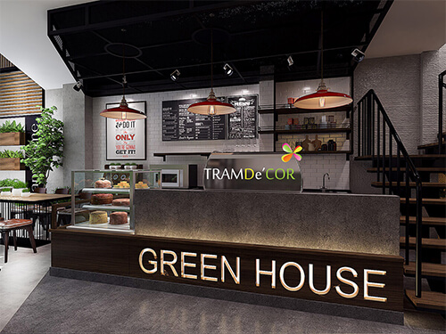Green House - Thiết kế cà phê kết hợp máy lạnh và sân vườn