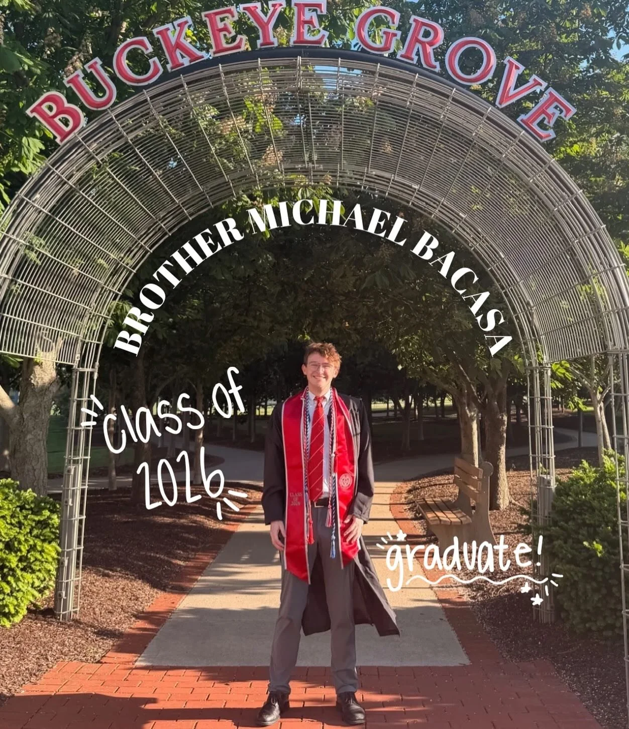 Congratulations to Brother Bacasa on graduating Summa Cum Laude from The Ohio State University with a B.S. in Zoology and a minor in Animal Pre-Veterinary Medicine! He is interning at the Pittsburgh AND Columbus Zoos, and is dotting the i in Script O