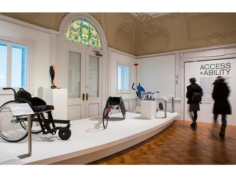“Access+Ability” features more than 70 works, from an aerodynamic racing wheelchair to a vibration-activated shirt that allows the deaf to experience sounds, and covers the wide range of innovations occurring in accessible design. (Chris J. Gauthier…