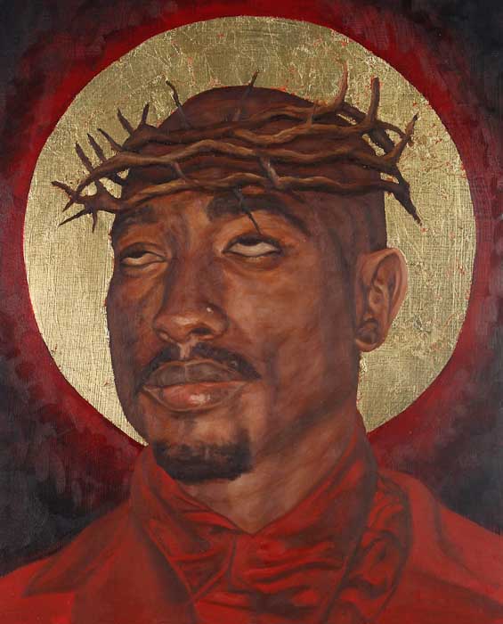 Peter Adamyan Black Jesus Oil, gold leaf