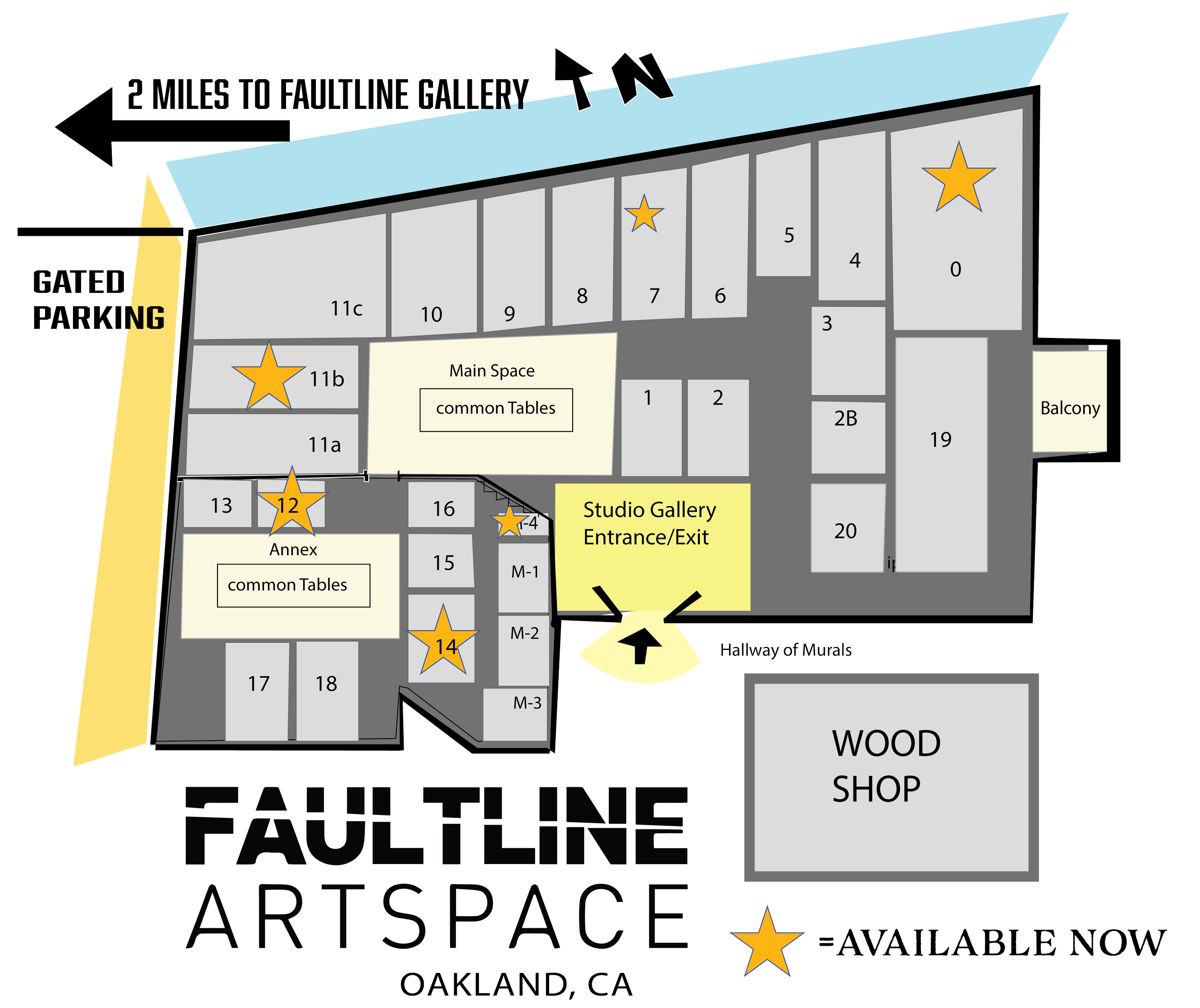 floorpan of available art studios at Faultline
