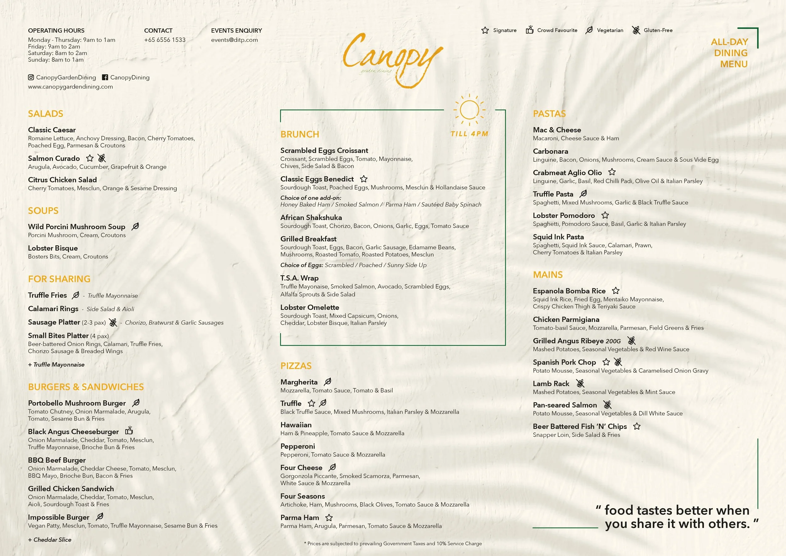 Canopy Garden Dining Menu Design — Grimm & Company Branding