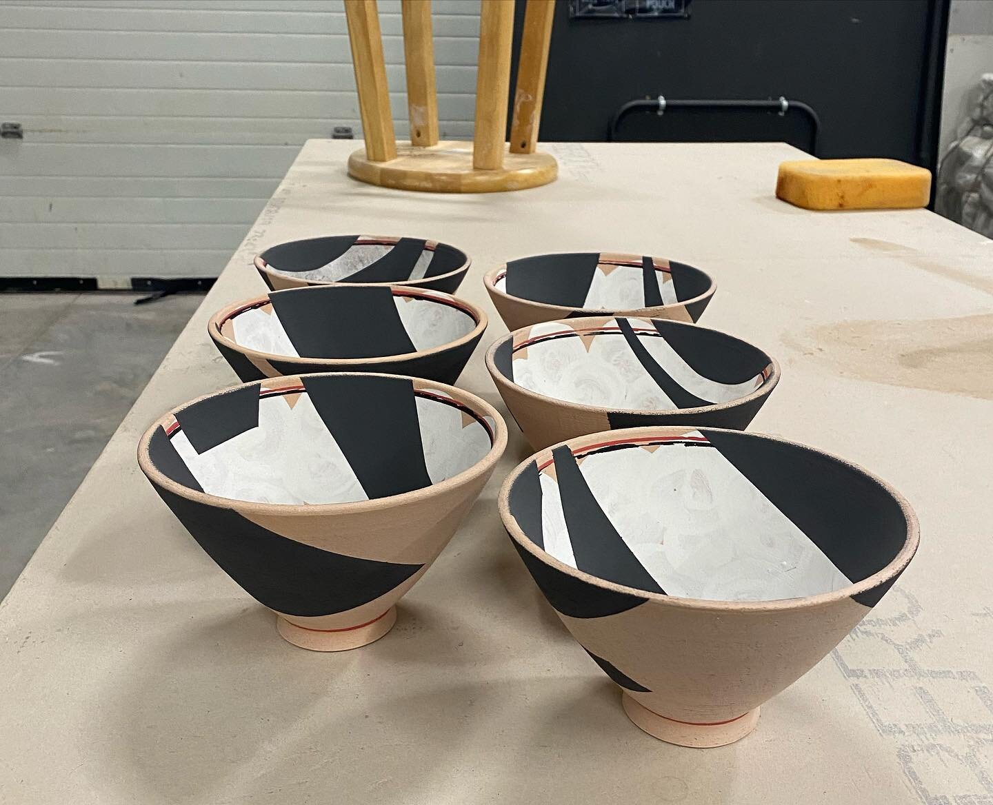 Just for fun. 
Mid process glazing 
#bowls #clay #ceramics #function #midwestclayproject