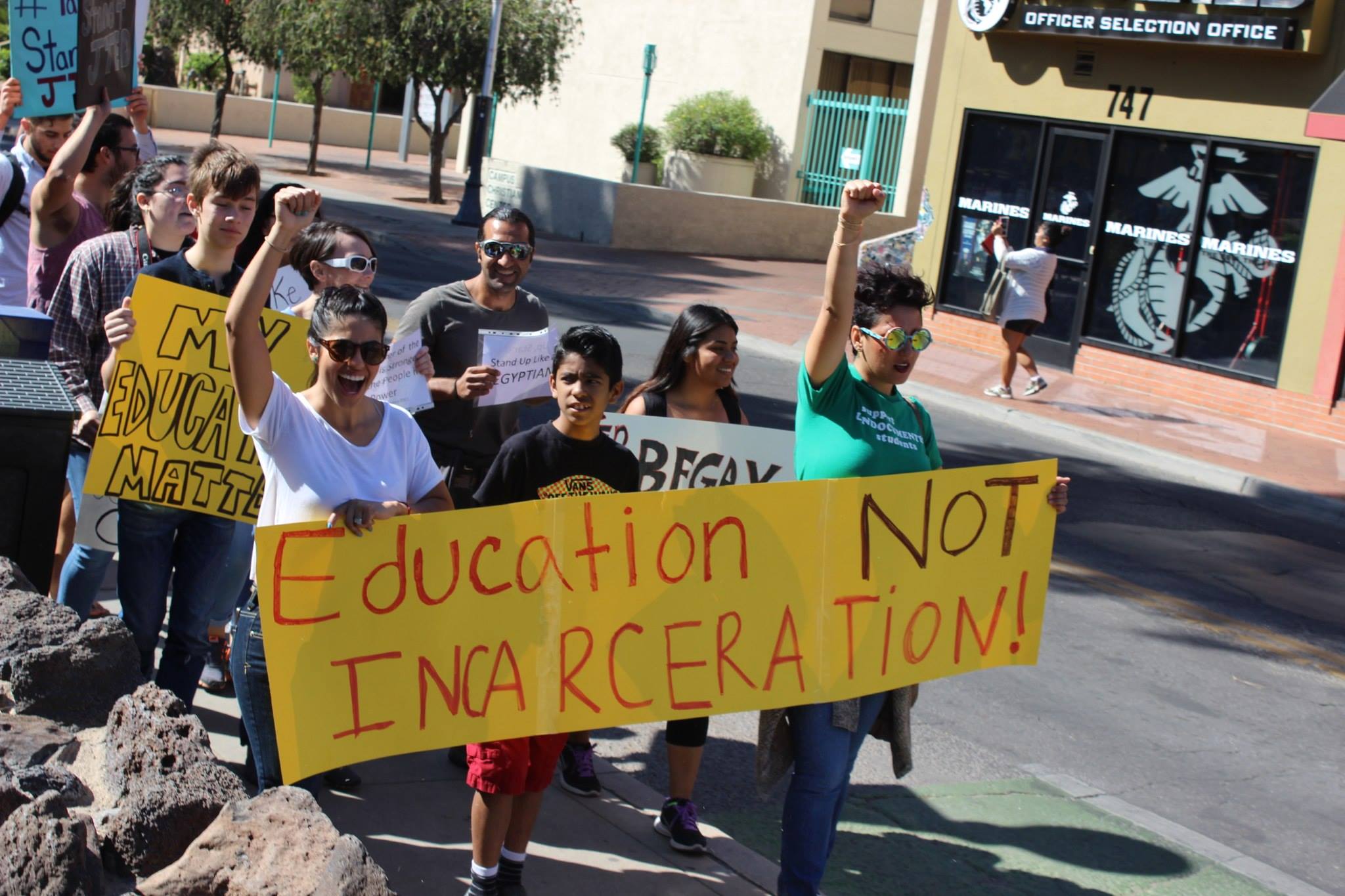 Marching through the University of Arizona’s Book Festival to raise awareness around lack of quality education, 2014.