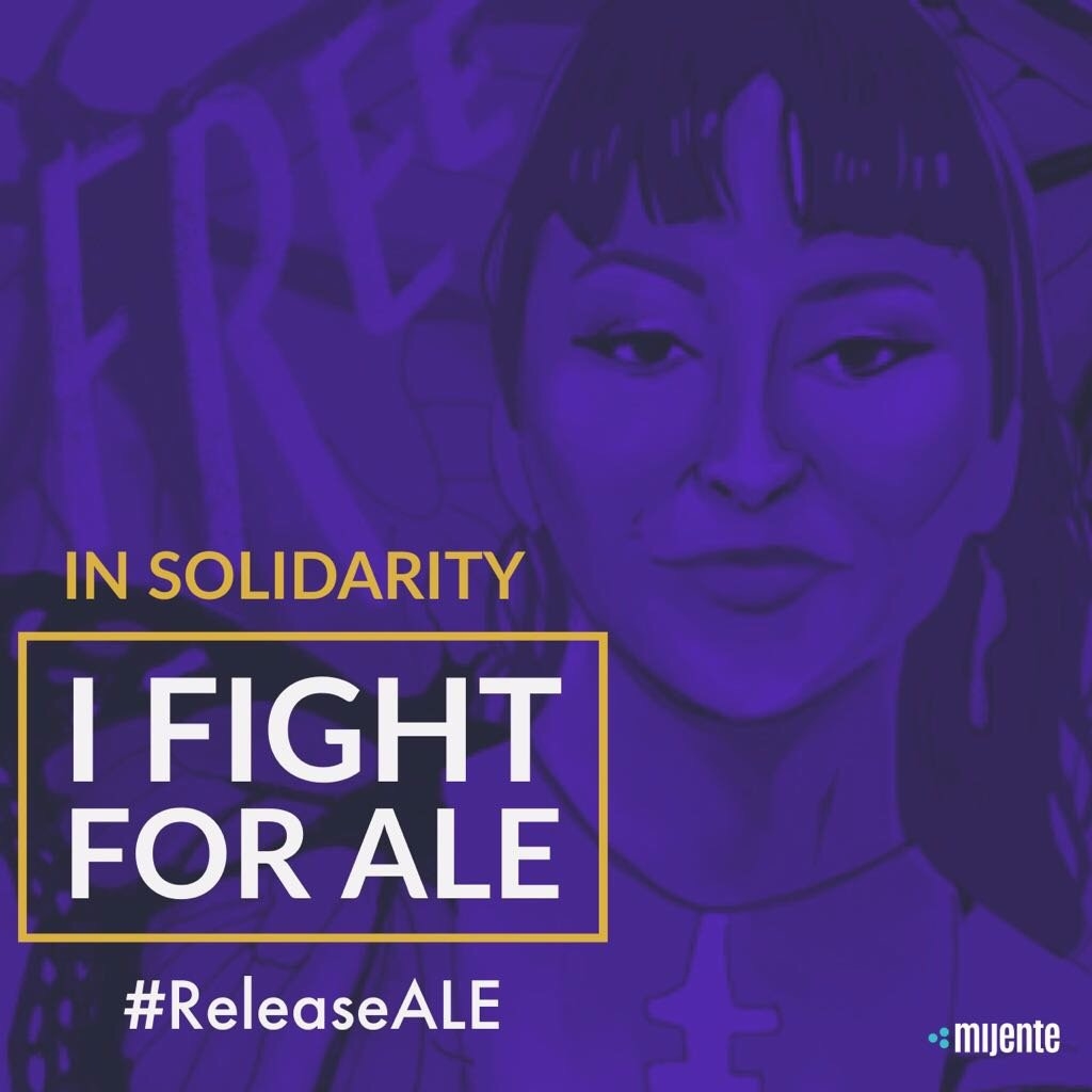   Graphic created by    @nerdybrownkid    to demand Ale’s release while she was in detention March 7 - April 19, 2018.  