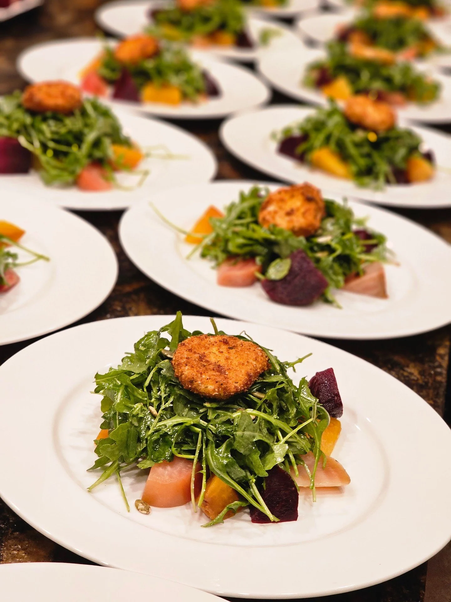 Arugula tossed in citrus vinaigrette. Roasted beets. And that golden, crispy goat cheese topper? Chef&rsquo;s kiss.

This is your holiday salad reimagined &mdash; rich in color, texture, and bite.

✨ Want greens that feel like an entr&eacute;e, not a