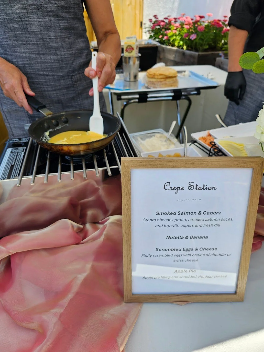 The smell of sizzling butter. The soft sizzle of batter hitting the pan. The magic of choosing your own fillings while it&rsquo;s made right in front of you.
Our live crepe station is more than food&mdash;it&rsquo;s an experience. Whether you're team