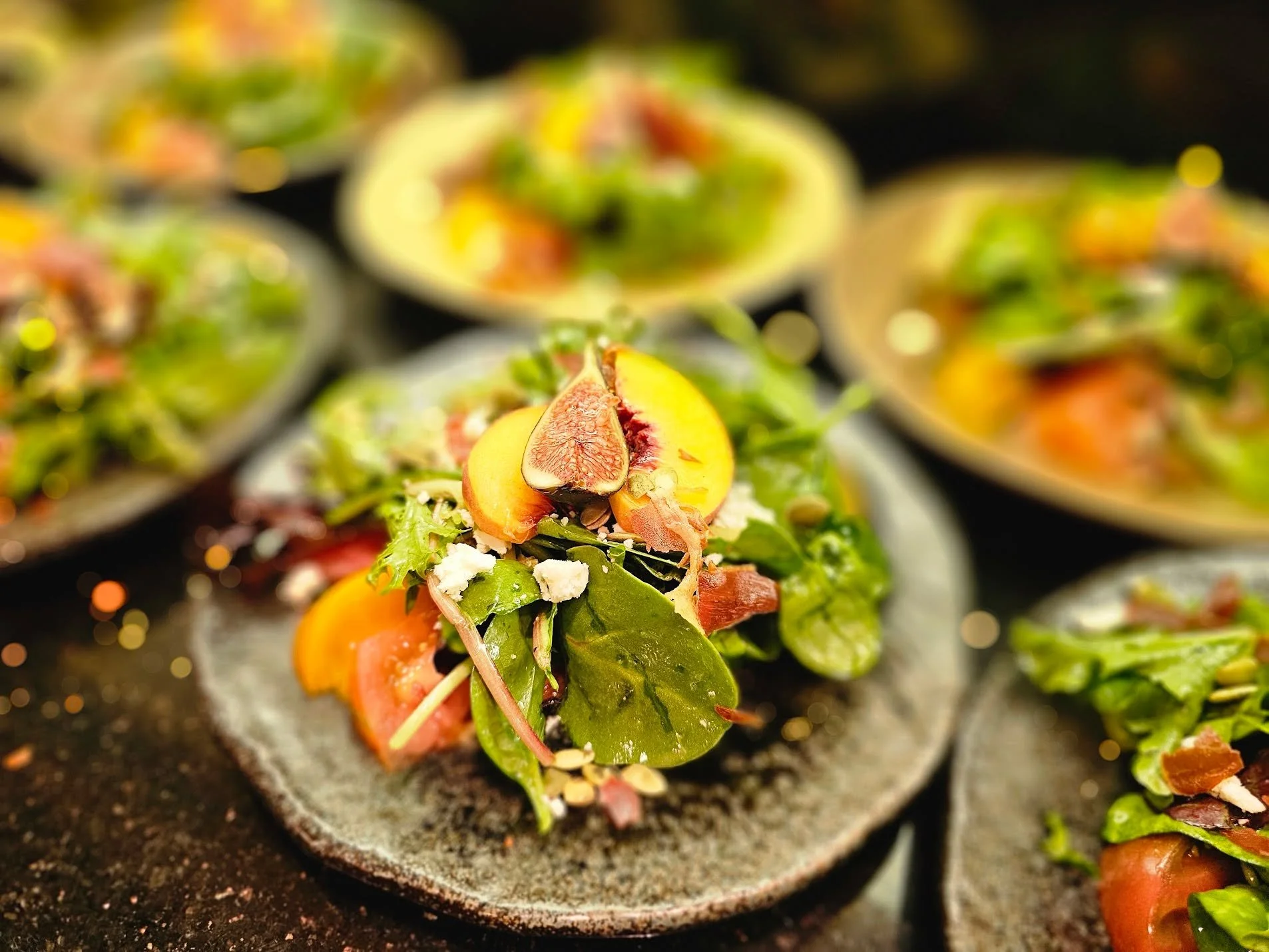 Sweet figs. Salty prosciutto. Crunch. Cream. Bite.

This is what happens when every flavor shows up and actually does its job.

Light enough to start the night.
Bold enough to be remembered.

If your event menu feels boring&hellip; we should fix that