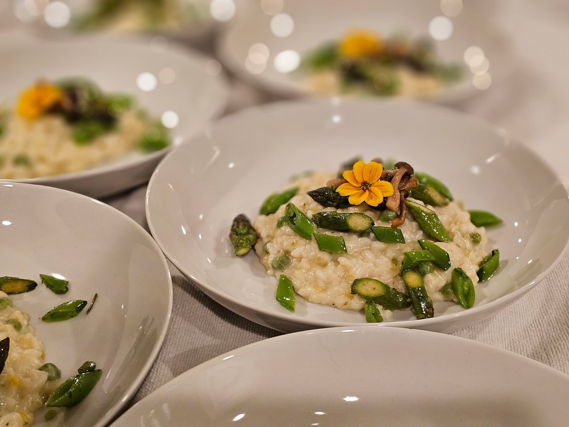 Creamy, seasonal, and finished like it matters.

Tender asparagus, fresh herbs, and that slow-stirred texture you can&rsquo;t fake.

This is the kind of dish that makes people pause mid-conversation.

Planning an intimate dinner? This is your sign to