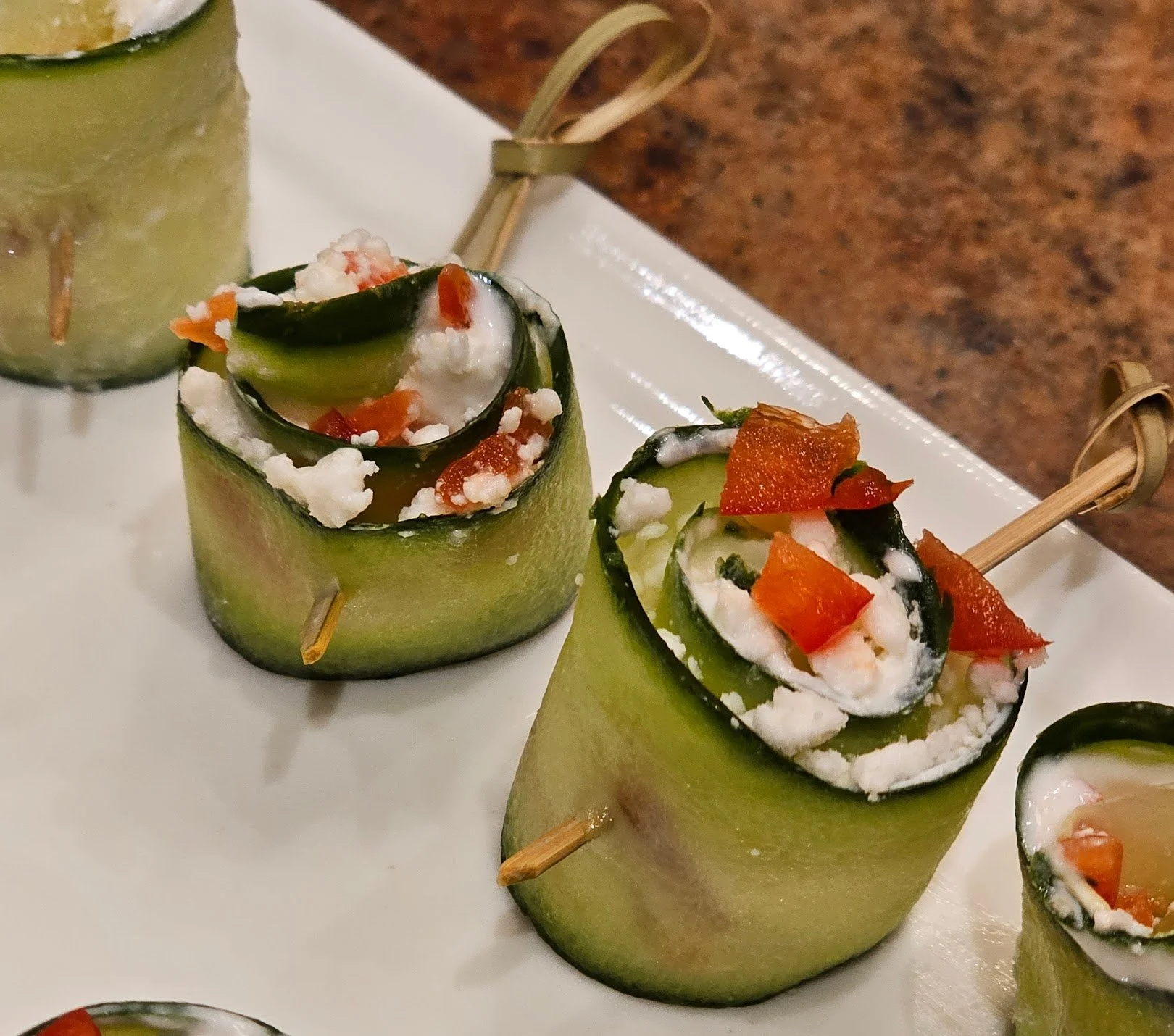 Fresh. Crisp. Light.

A refreshing bite packed with creamy cheese, fresh vegetables, and vibrant flavor wrapped in delicate cucumber ribbons.

Proof that appetizers don't need to be heavy to make an impression.

Beautiful presentation. Incredible fla