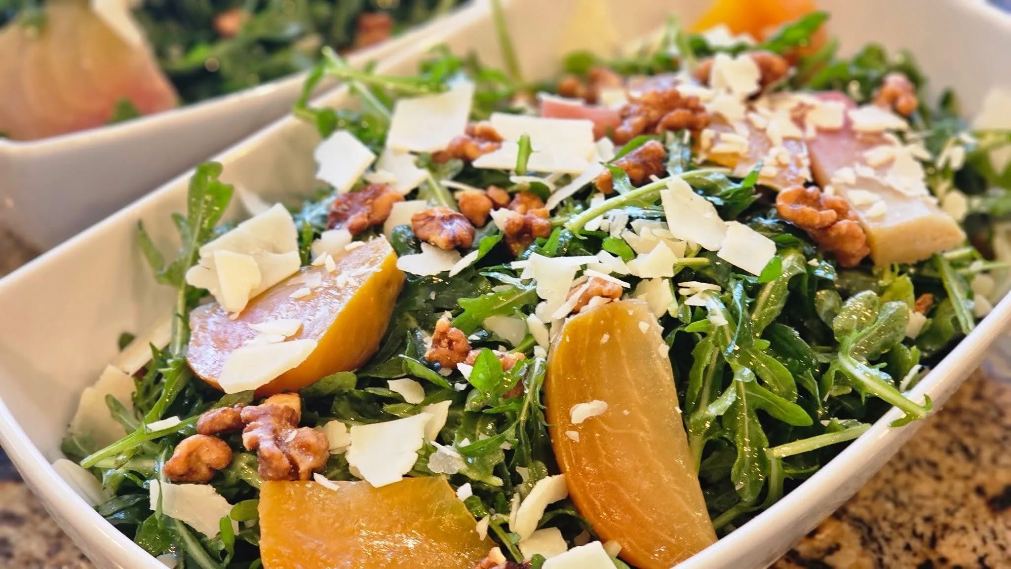 A salad that makes people actually excited about salad. 🥗💛

Peppery arugula, roasted golden beets, candied walnuts, and shaved parmesan. Fresh, balanced, and beautiful on the table &mdash; because every course matters, not just the main.

This is w